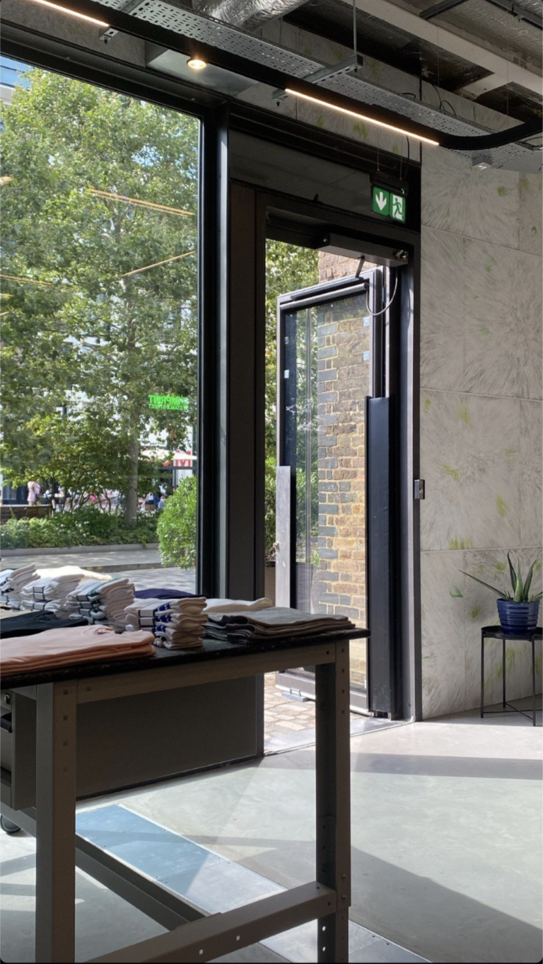 Wall cladding made of recycled plastic sheets made by relic in the imprint works coal drops yard, kings cross shop