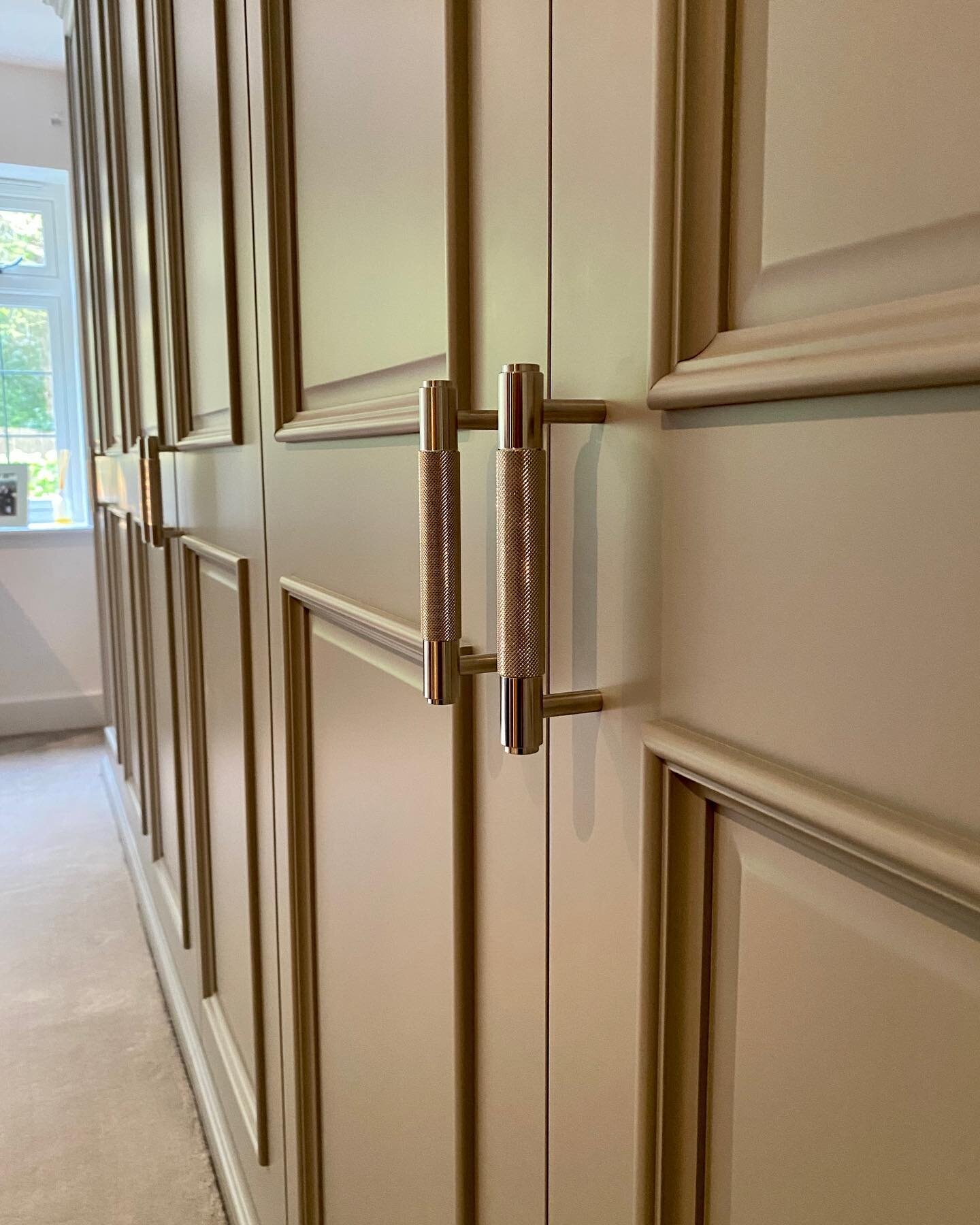 Our wardrobes are made to measure and we can create something beautiful that compliments the style of your home. These elegant wardrobe doors were finished in a spray paint match for Farrow &amp; Ball Lamp Room Gray. 
.
.
.
#bespokewardrobe #bedroomf