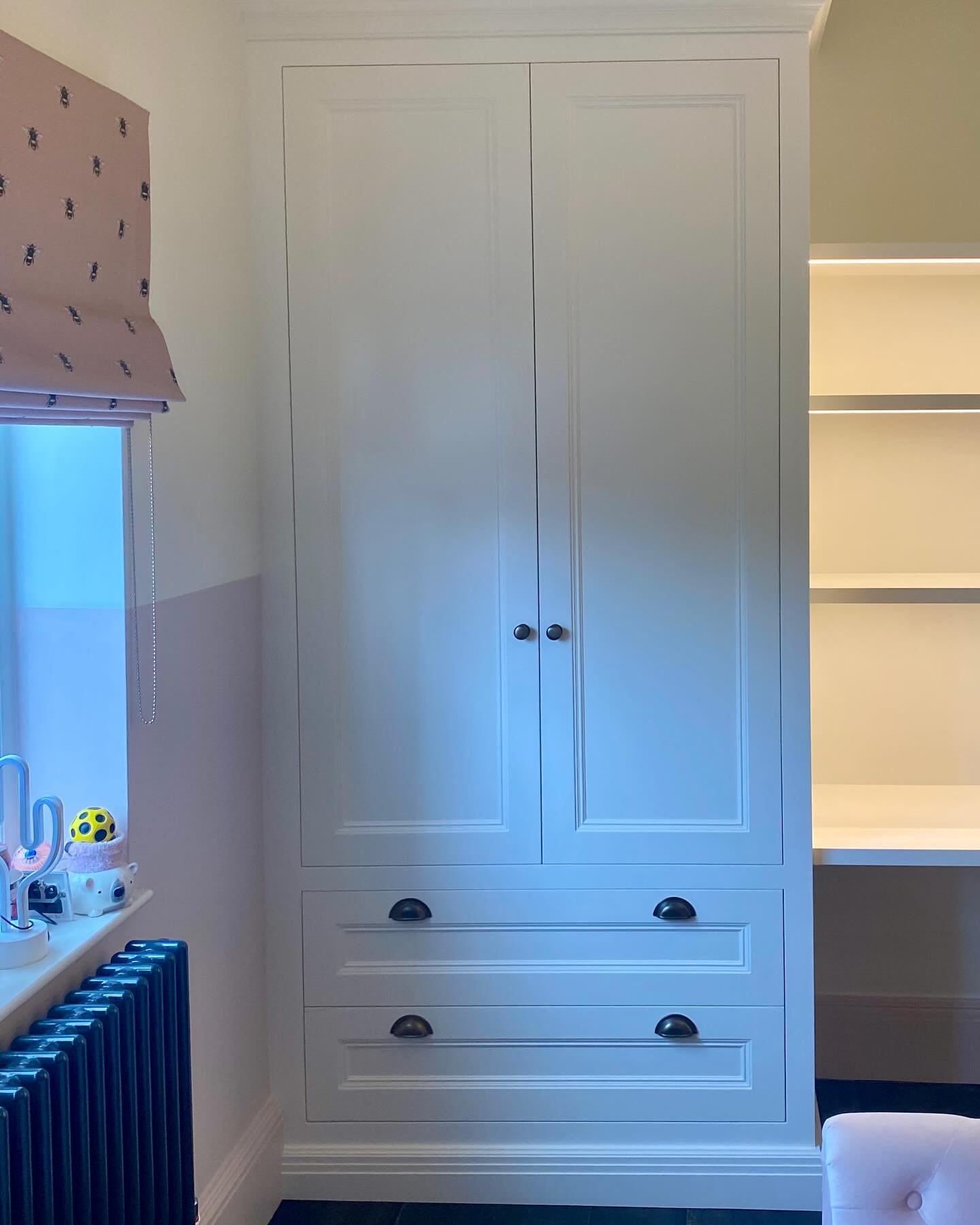 A classic wardrobe for a child&rsquo;s bedroom in a local Georgian house. Spray finished in a match for Farrow &amp; Ball Pointing. We completed the look with some antique brass effect handles chosen by the client. ✨.
.
.
.
#wardrobedesign #bespokewa
