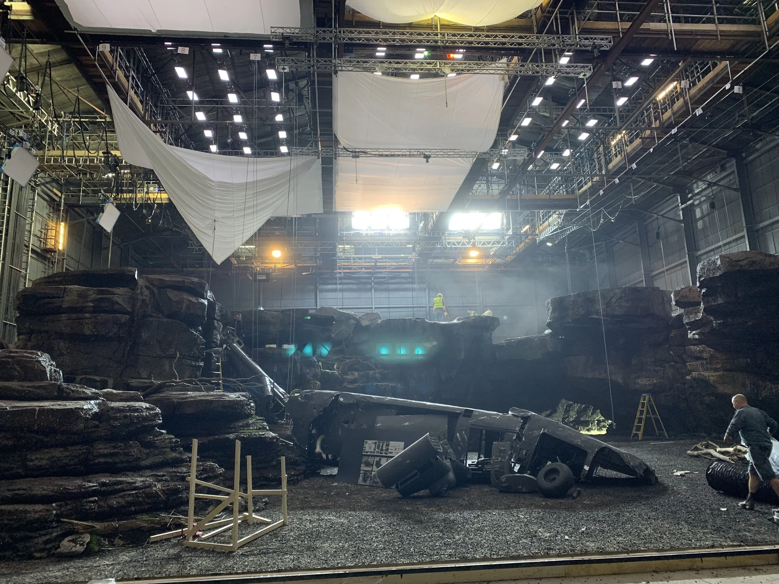 large scale carved polystyrene film set- Hobbs and Shaw