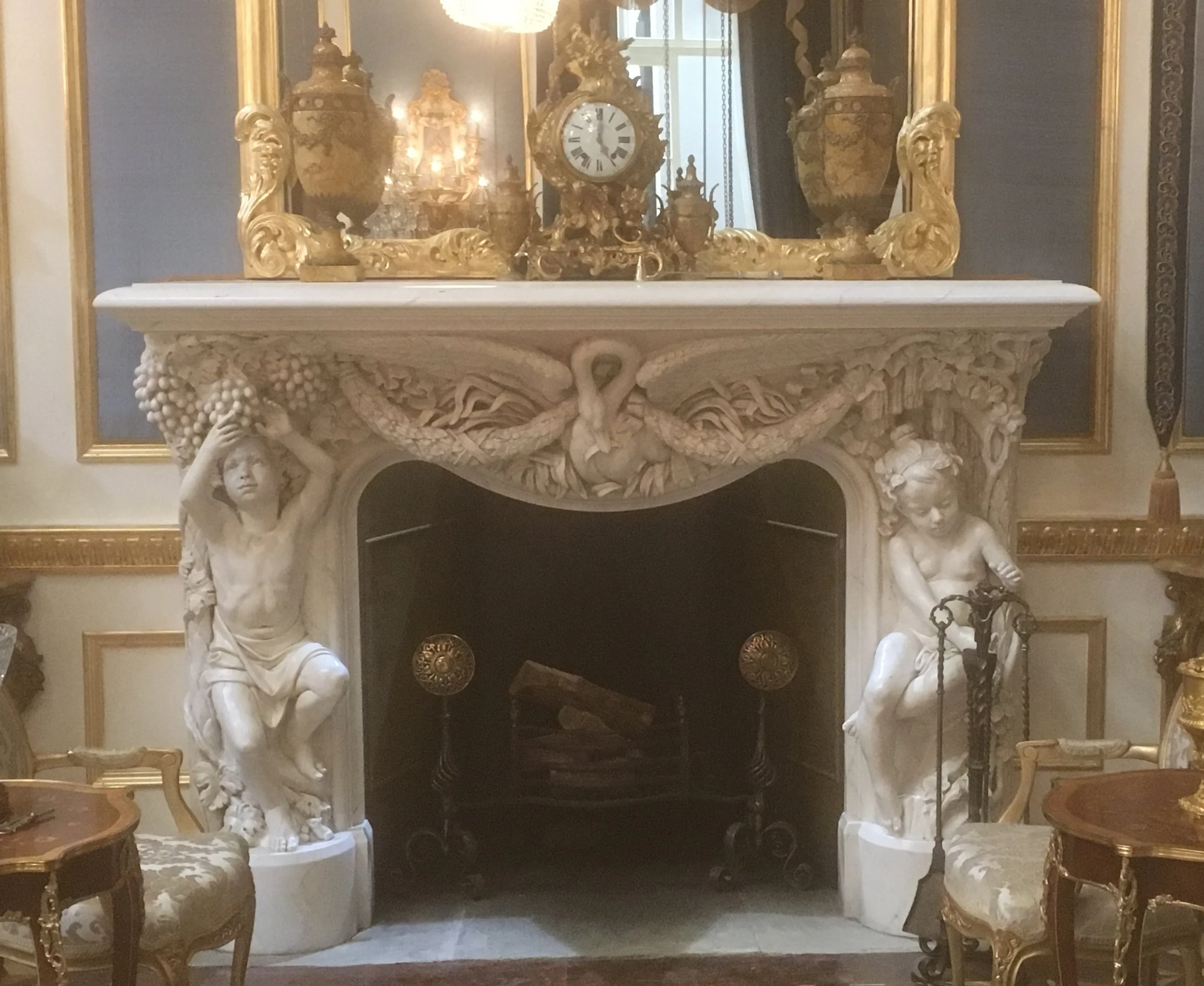 Large cast plaster fire place- Dolittle film set- figurative sculpture 
