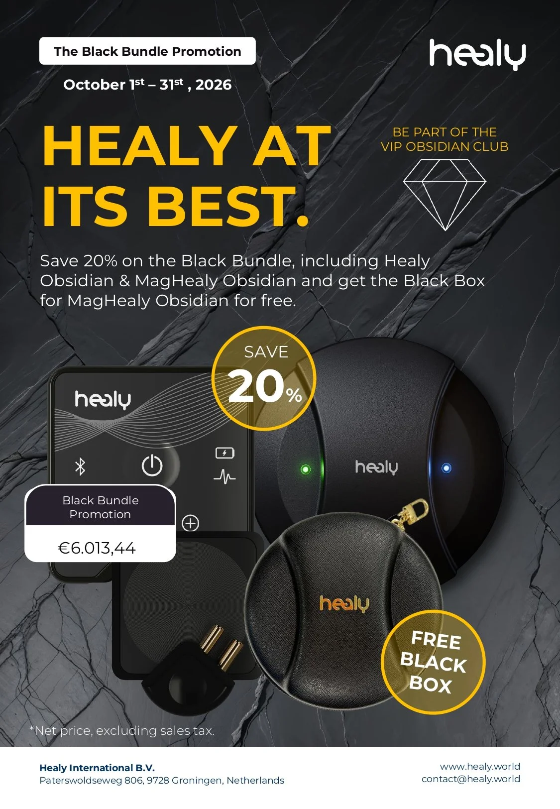 20% Off Healy Obsidian Bundle in UAE during October plus free gift.
