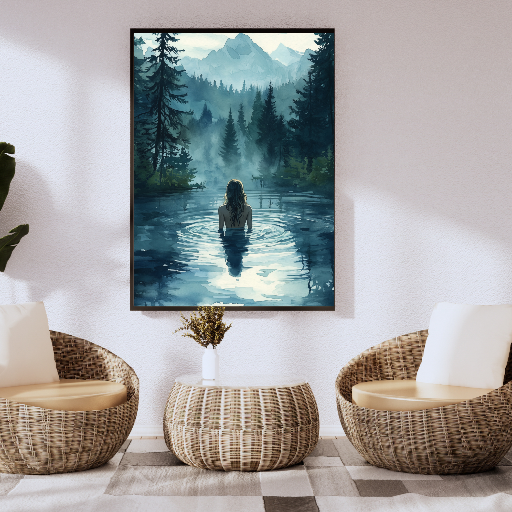Shinrin-Yoku Watercolour Forest Bathing Digital Wall Art Print .png