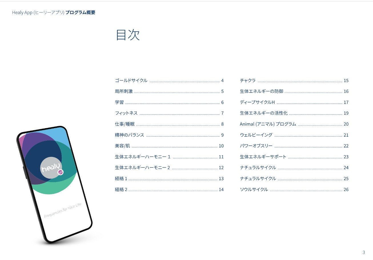List of Healy Frequency Programs in Japanese — Healy List of Healy Frequency Programs in Japanese — Healy