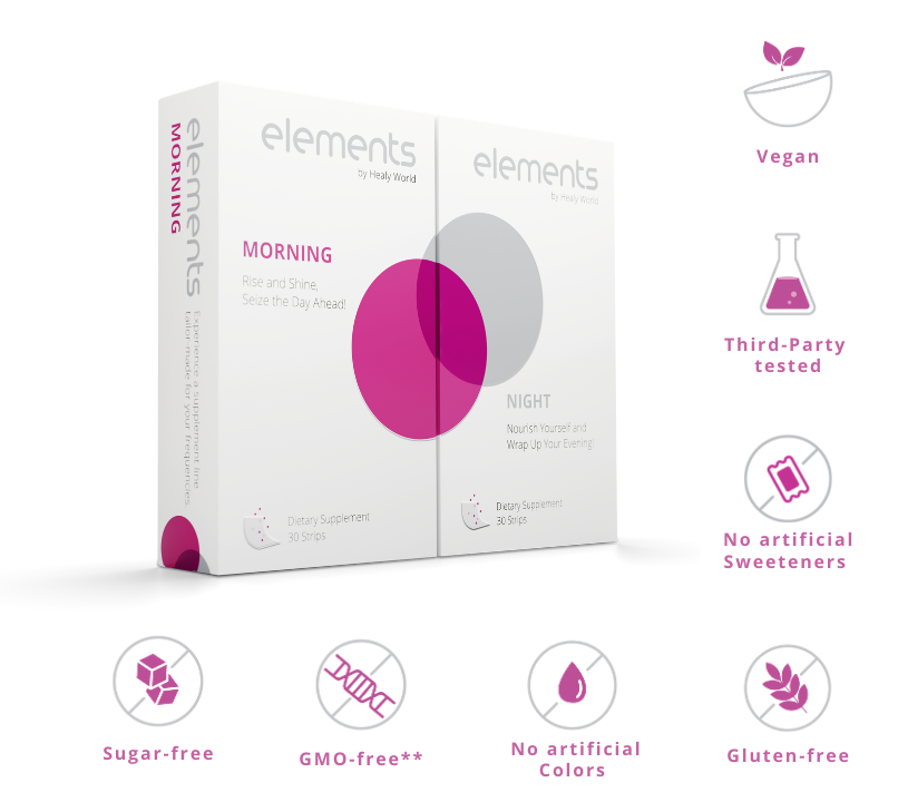 Healy Elements Morning & Night Due Supplements |  Vegan |  Third-Party Tested |  No  Artificial Sweetners |  Sugar Free |  GMO Free |  Gluten Free |  No Artificial Colors