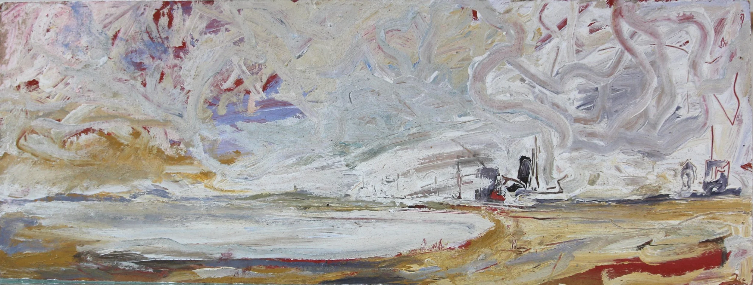 Steelworks from the South Gare, Teesside, acrylic on board 96 x 37cm £475