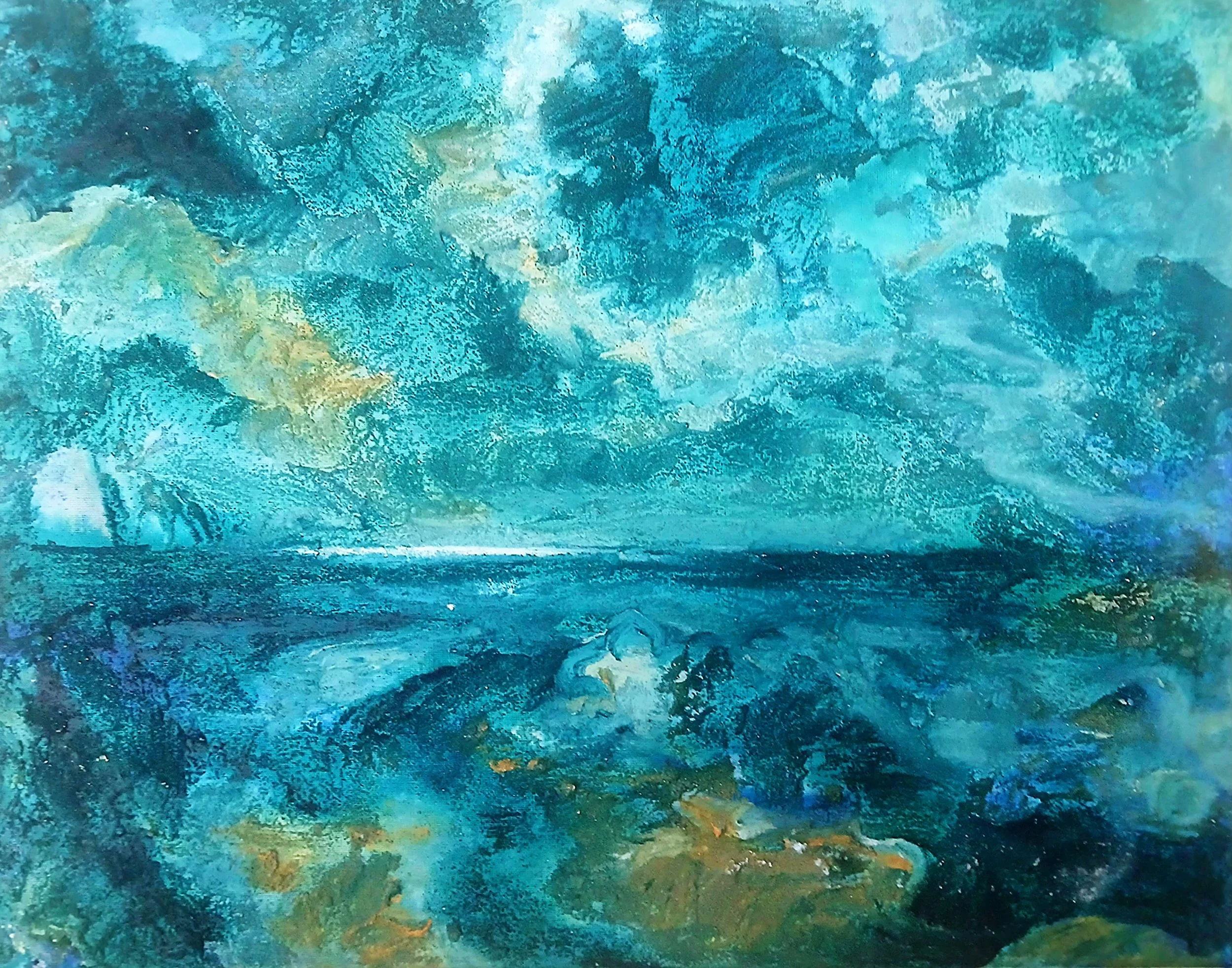 Night Beach, Port Einon, Gower. Acrylic and sand on canvas, 50x 40cm £295