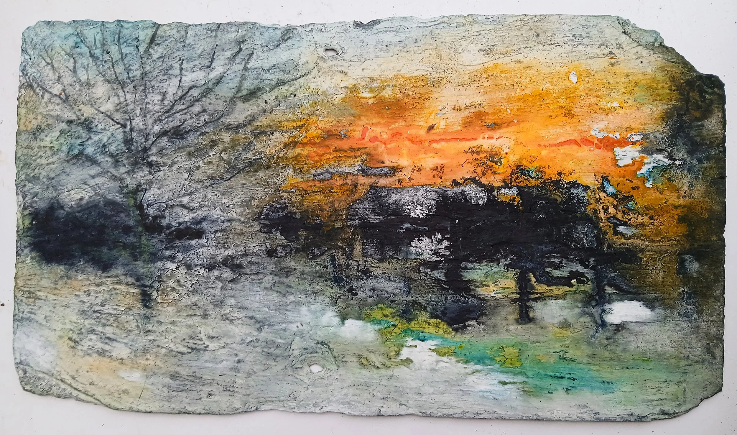 Winter Dawn, acrylic on slate £375