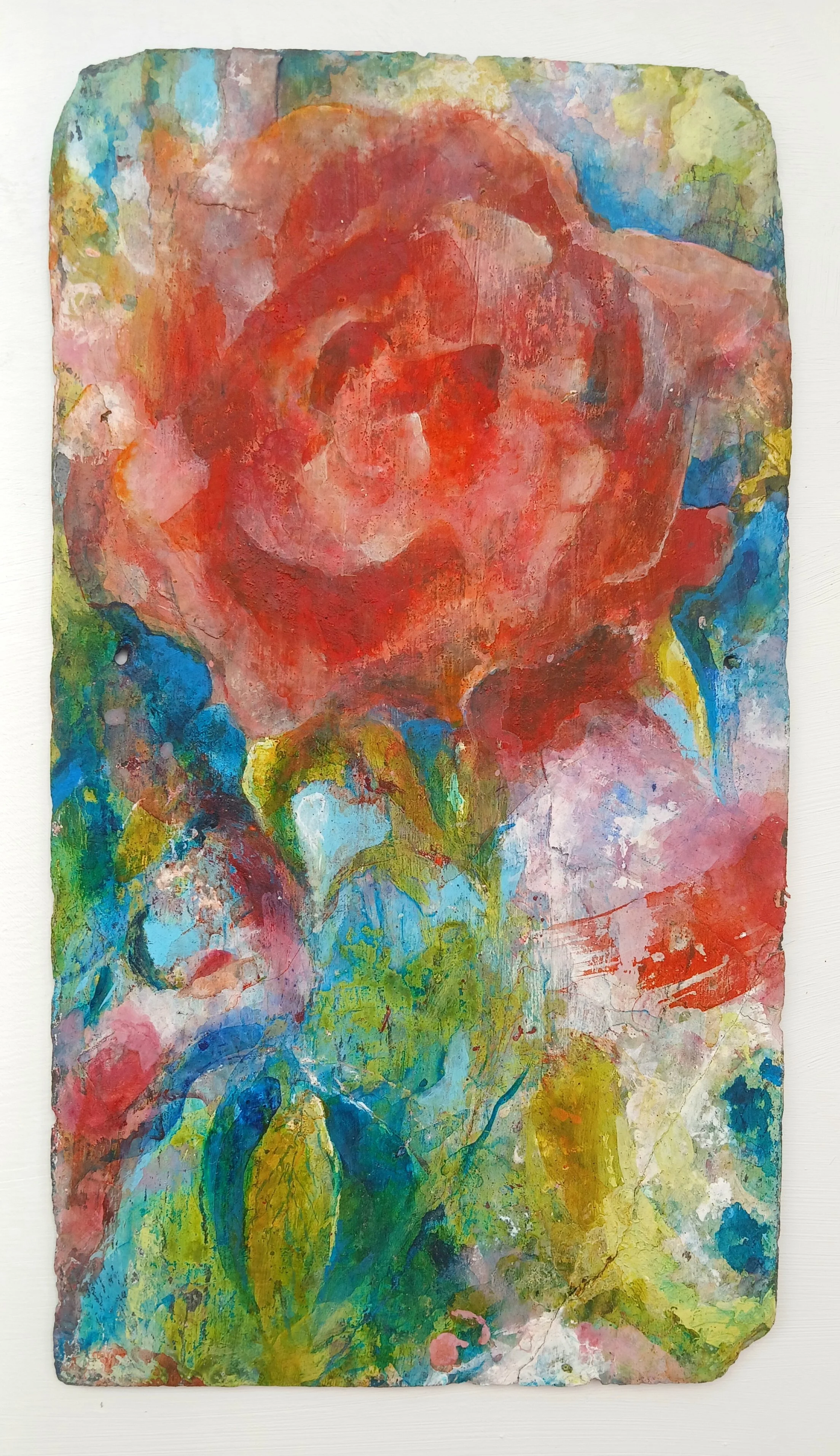 Rose Heart. Acrylic and collage on slate, £375