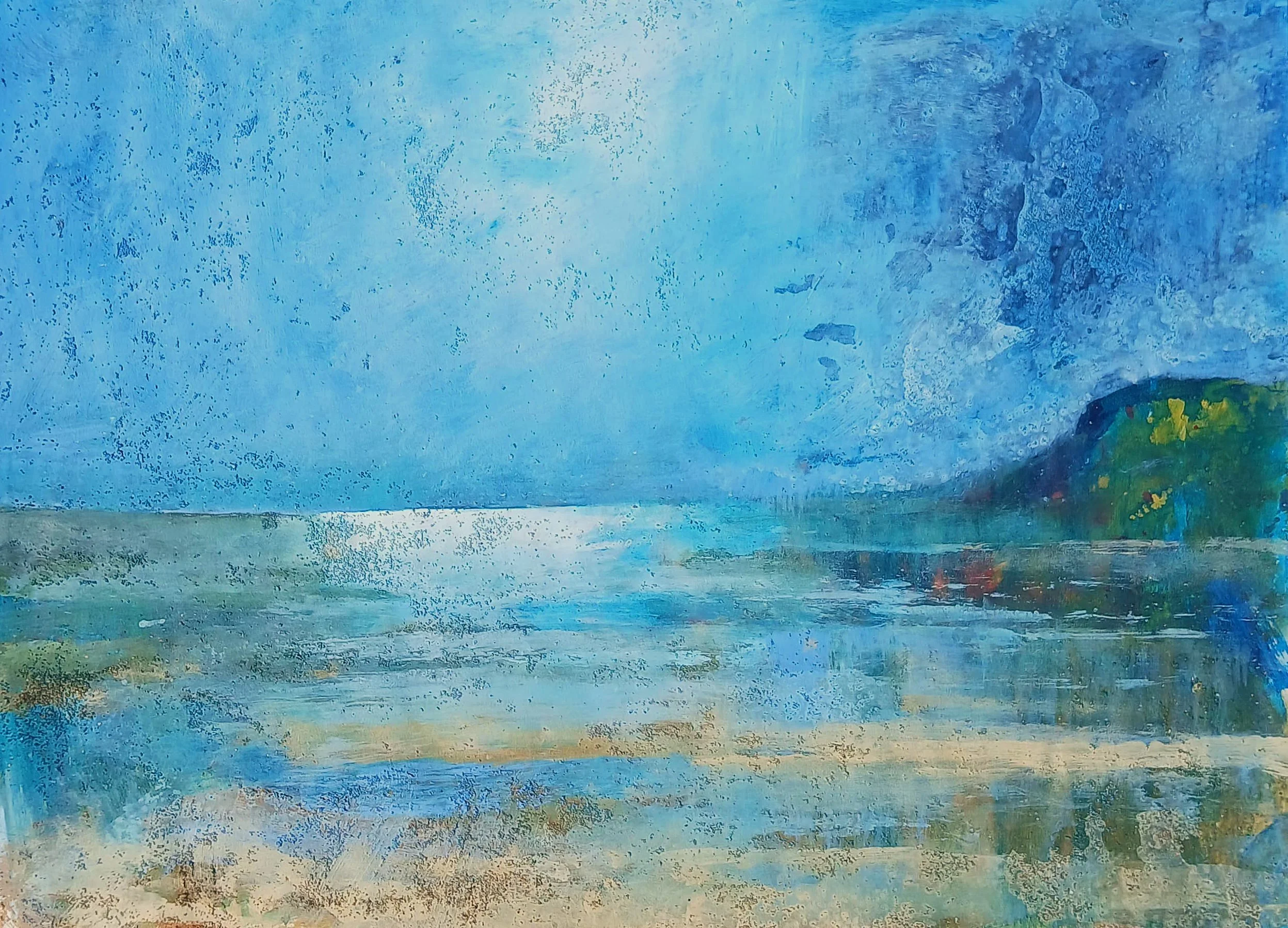 Port Einon Beach, Gower. Acrylic and mixed media on paper. 40 x 30cm. Unframed, £250