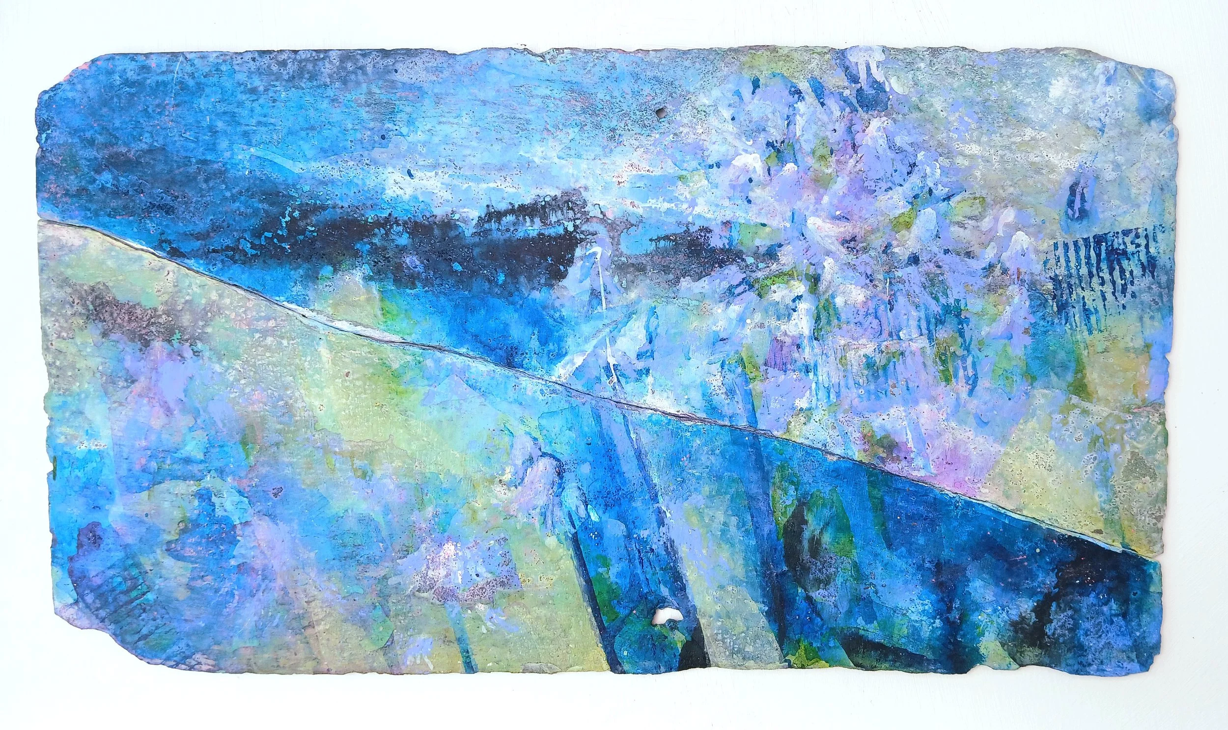 Bluebells Landscape acrylic on slate, £375