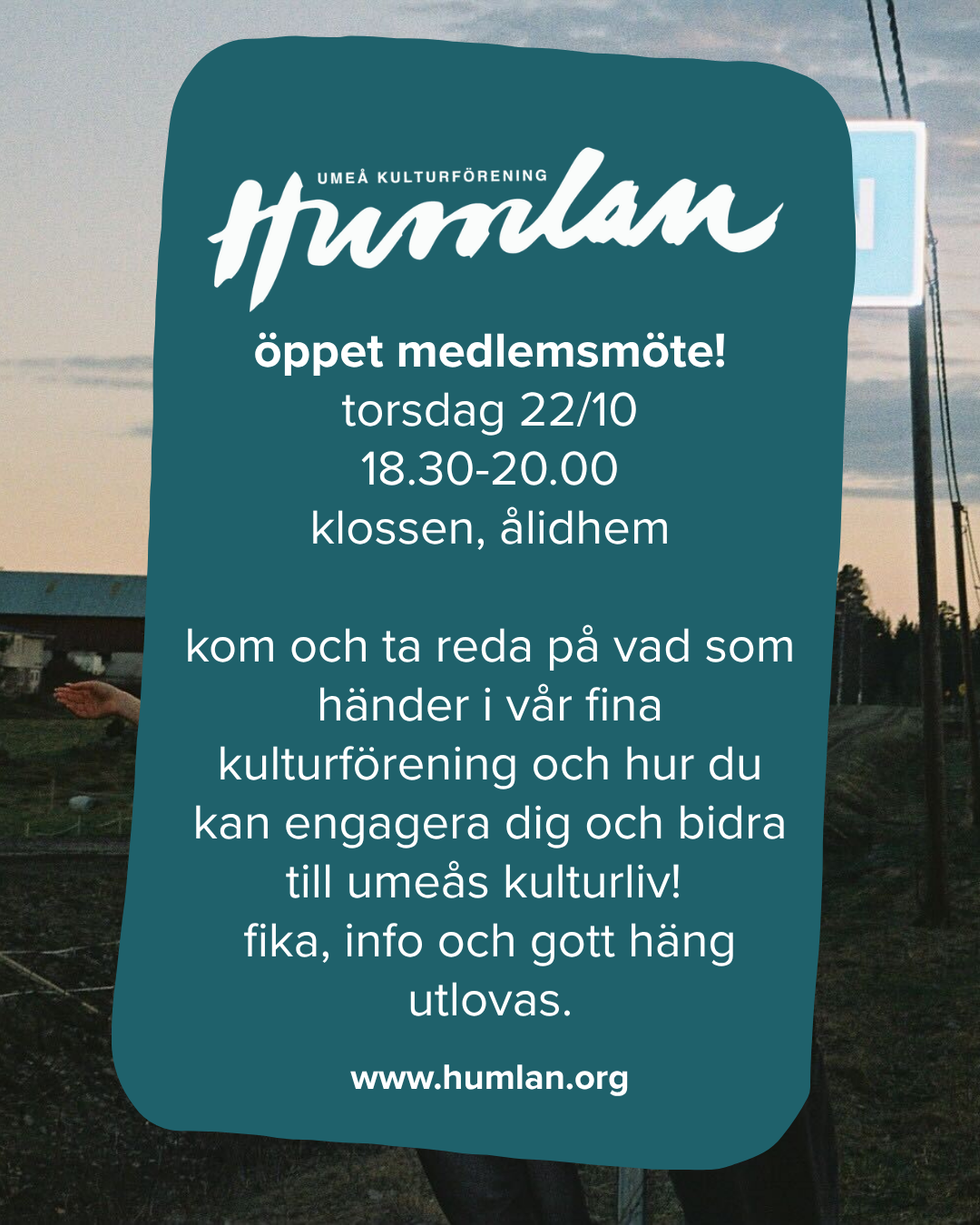 Medlemsmöte 22 okt!