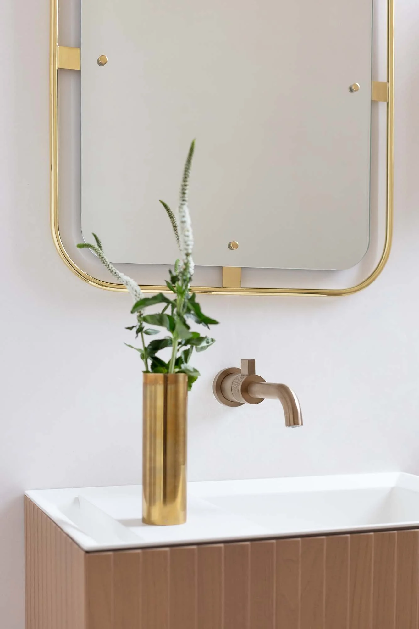 detail of powder room sink