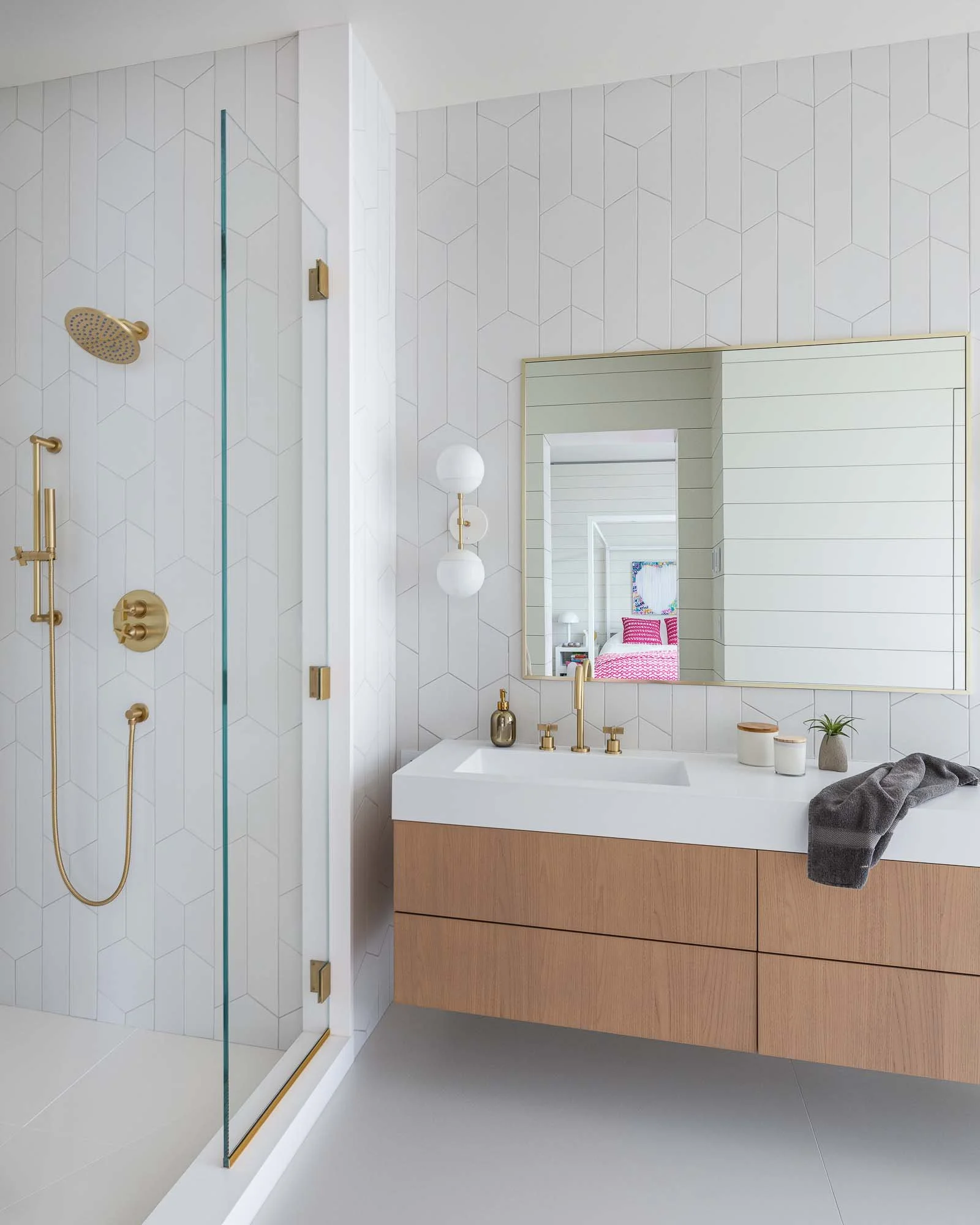 modern bathroom with shower and sink