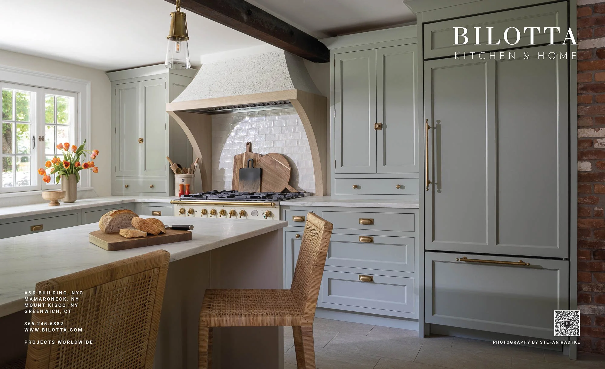 print advertising campaign spread for kitchen designer bilotta farmhouse kitchen