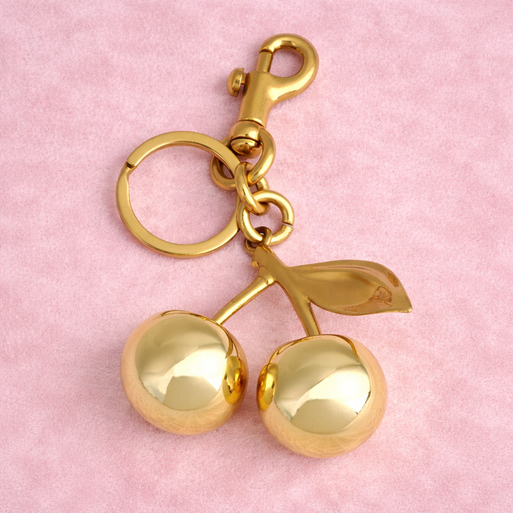 Golden Cherry Bag Charm & Key Ring