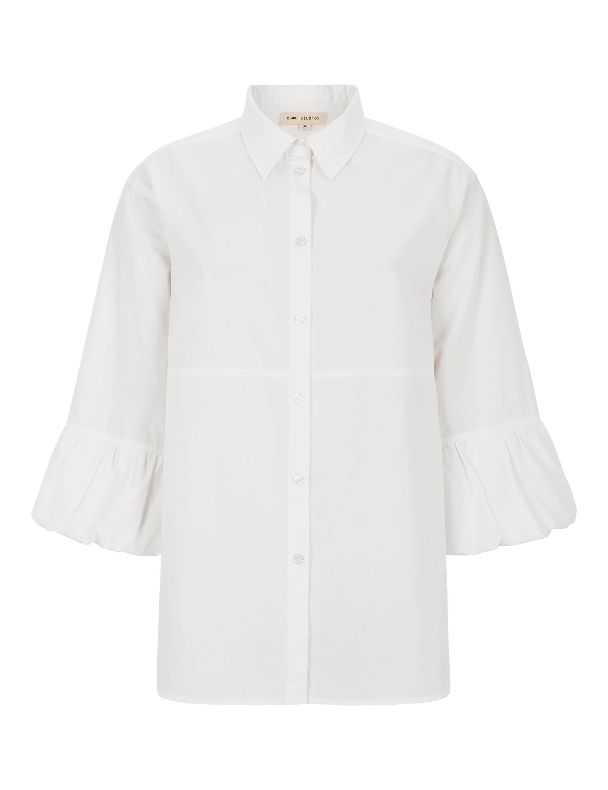 White Balloon Sleeve Blouse