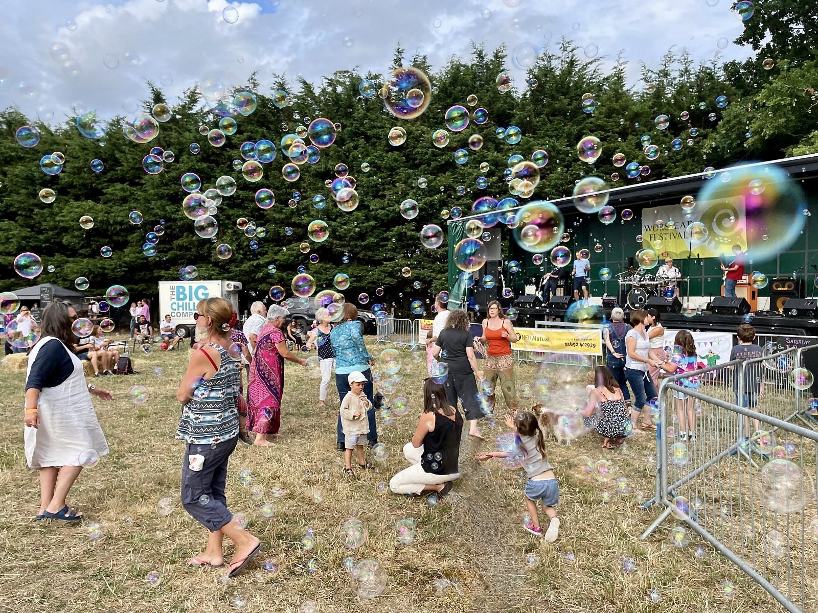 Having fun with bubbles during live music performance