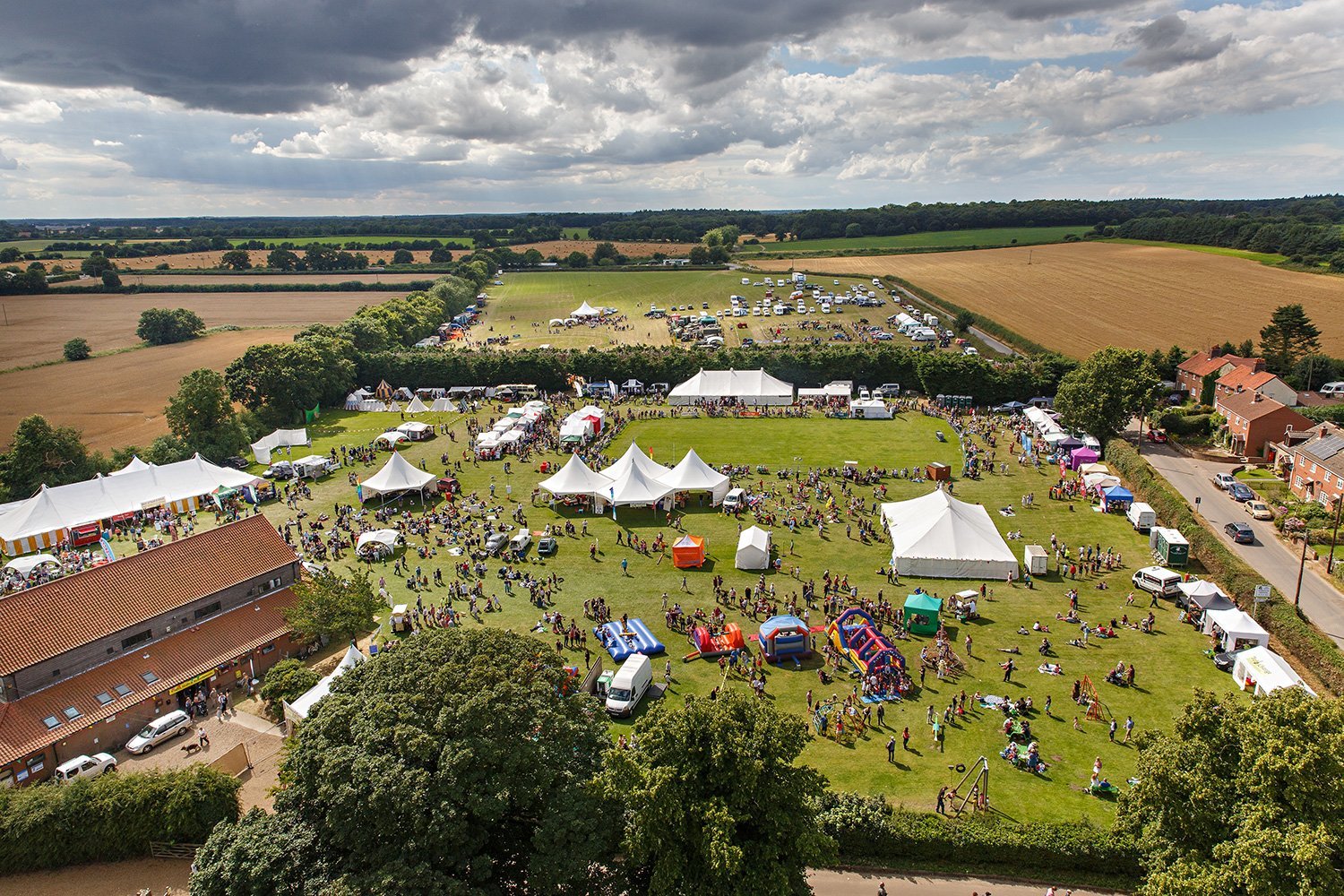 Worstead Festival drone shot showing the enormous scale of the event.