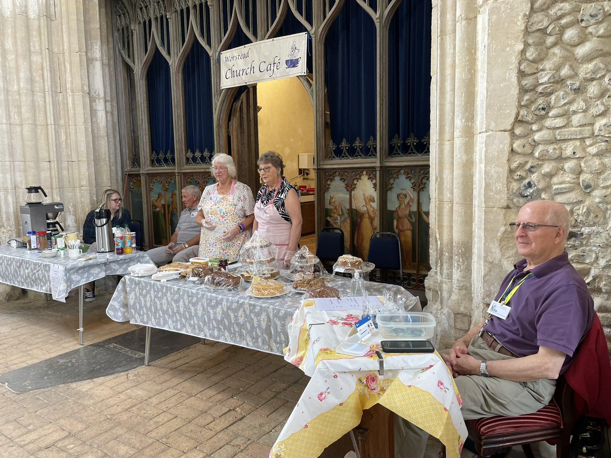 Cake is served during the exhibition
