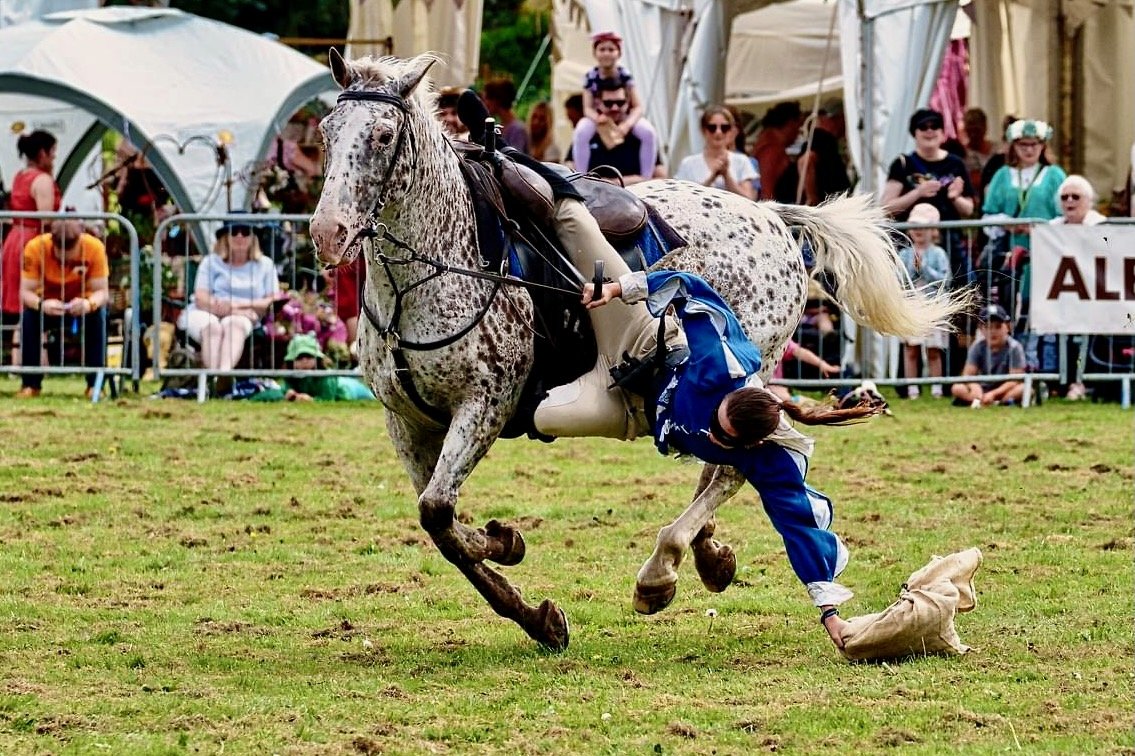 Horse rider in action in the entertainment showring.