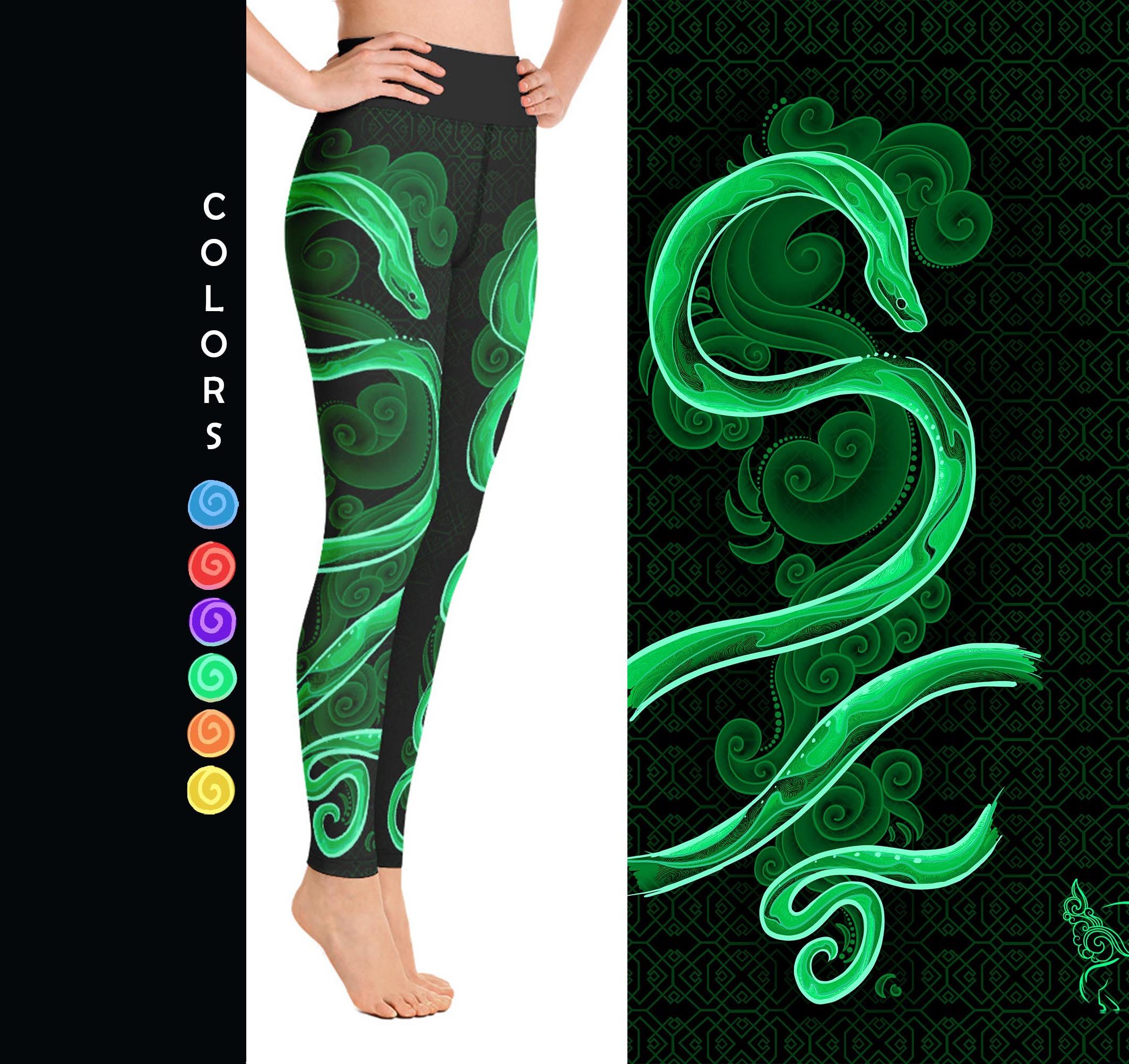 Zodiac Snake Bright Colored - Yoga Leggings — MoonShayde Design