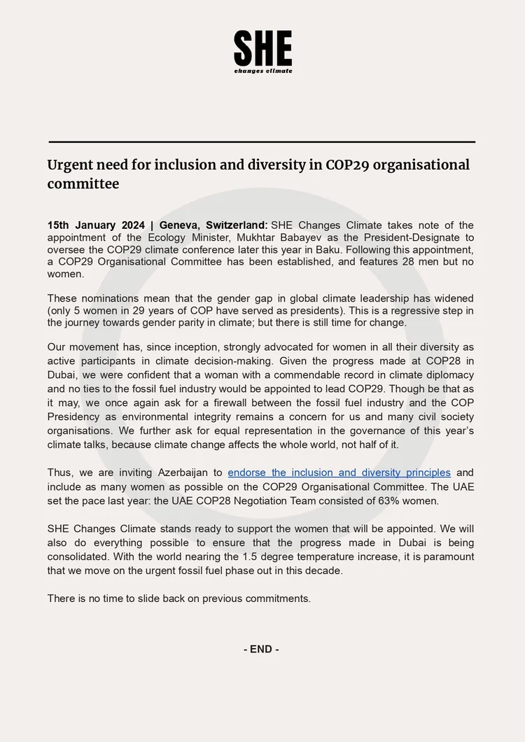 The urgent need for inclusion and diversity at COP29 — SHE Changes Climate