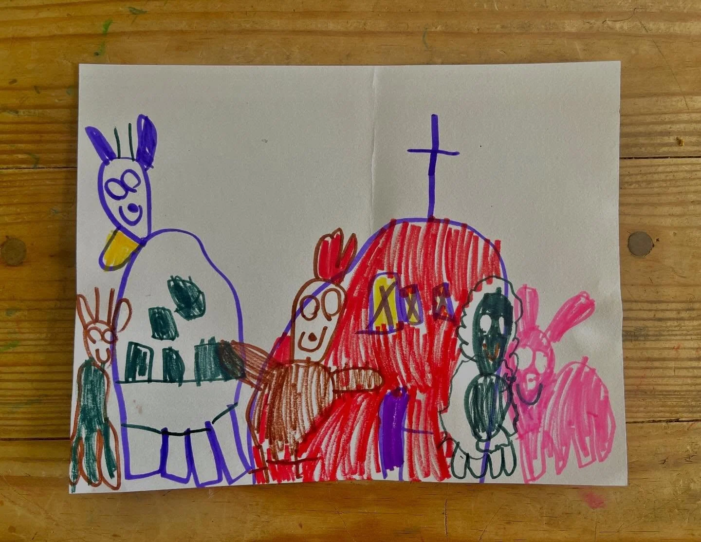 Ryan&rsquo;s drawing of @hancockshakervillage from her visit yesterday. I can&rsquo;t believe she remembers details like the weathervane 🤯

#preschooler #preschoolart #fieldtrip #farmdrawing #talentedkid