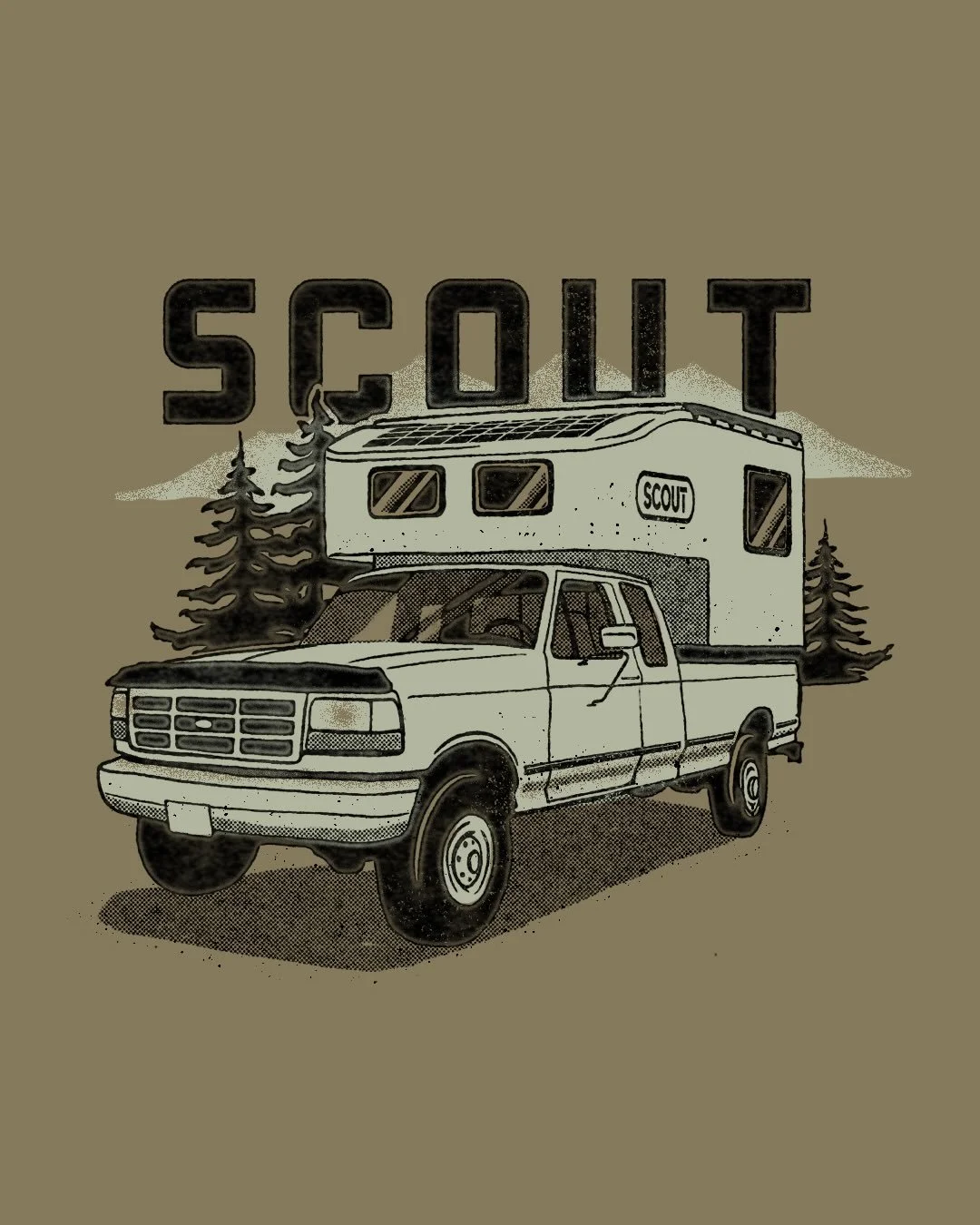 Dream rig drawn for some @scoutcampers apparel. Always love an excuse to draw a truck, thanks for the work!