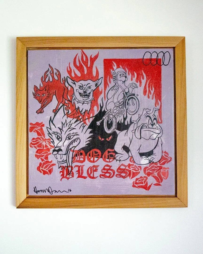 DOG BLESS 🐶 this piece and a collection of other mixed media paintings are on display @mrcreemee ❤️🌈🍦❤️ This is my first time putting together a collection of work for a &ldquo;solo show&rdquo; like this and it was really fun. Something I hope to 