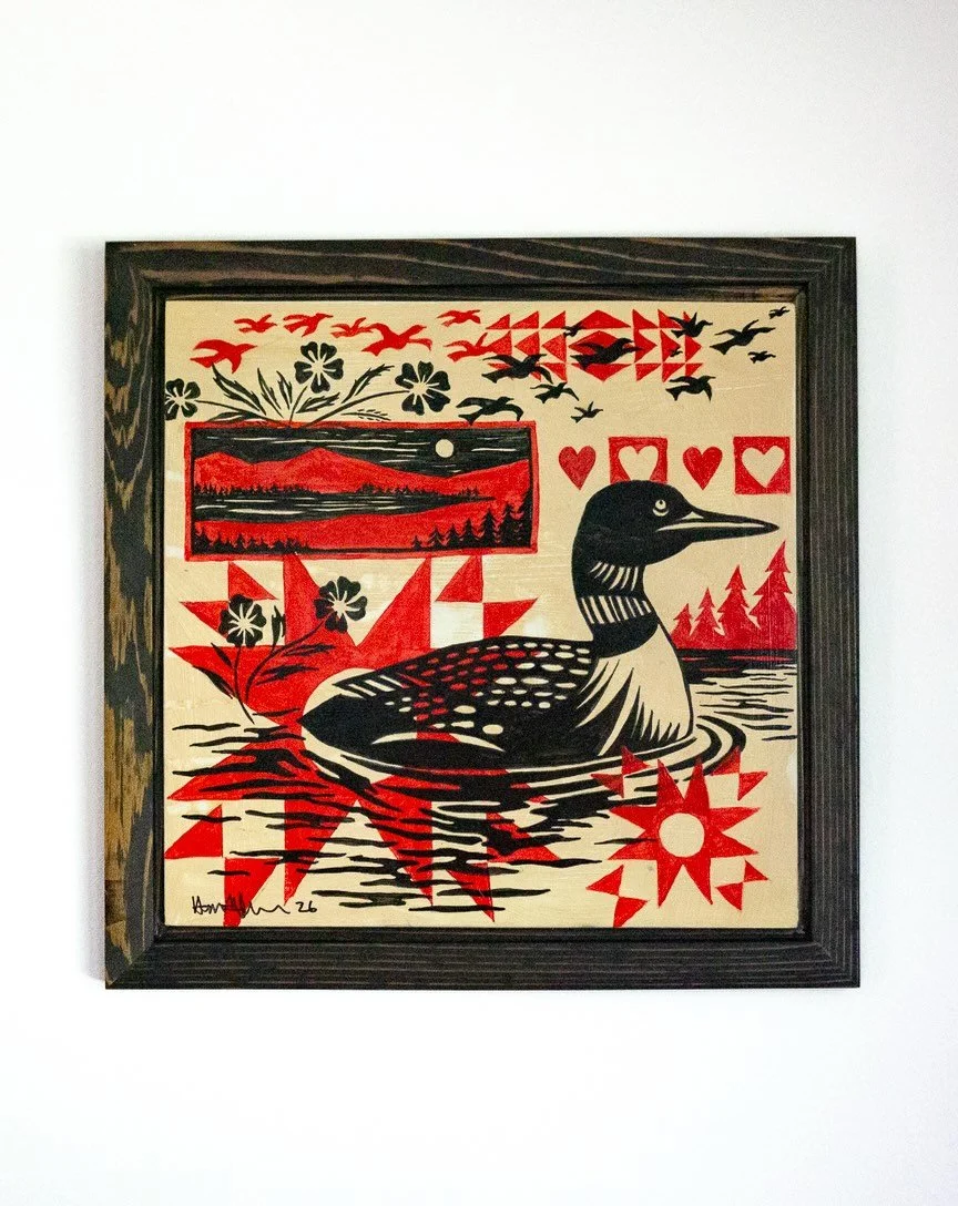 LOON 
12x12 mixed media painting on panel. On display with other works at @mrcreemee on Pine Street.