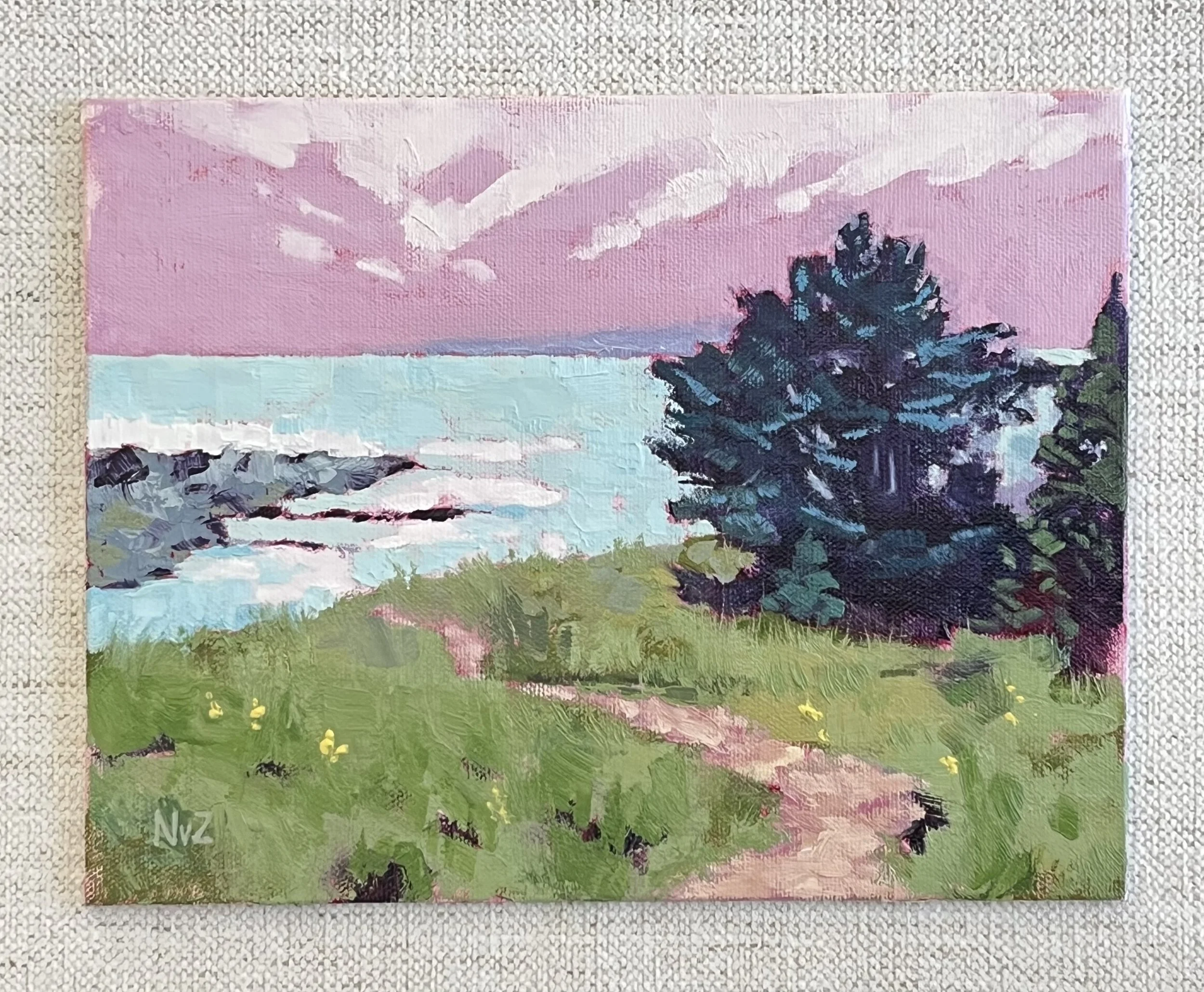 Monhegan Pink Sky - 7 x 9 in