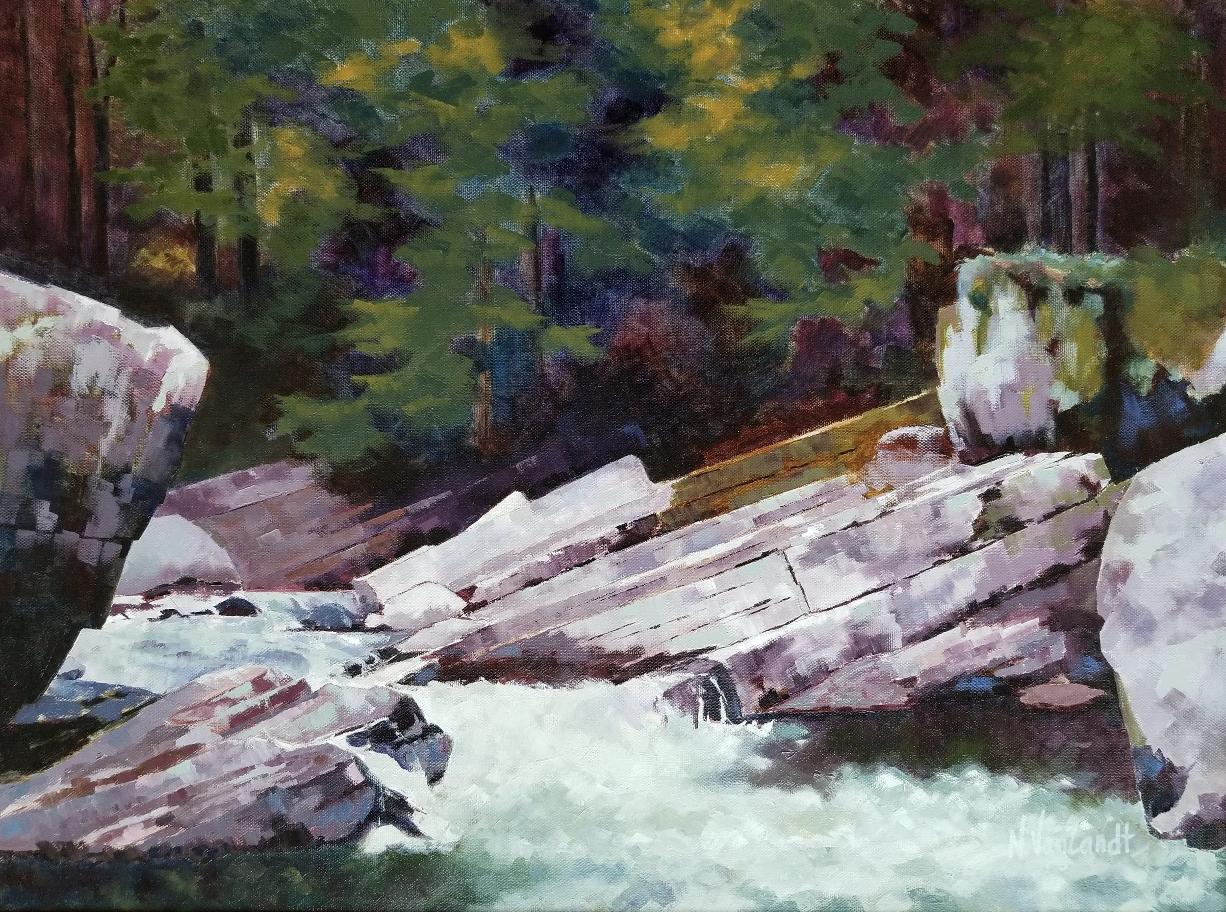 Bartlett Falls - Bristol, VT 16 x 20 inches - Custom Framed Oil Painting on Canvas