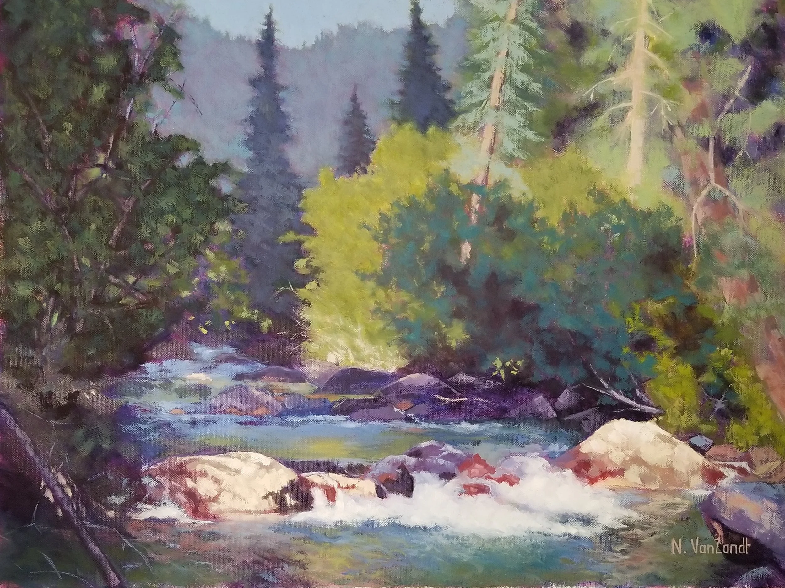 Lulled by the Singing River
18 x 24 inches - Custom Framed Oil Painting on Canvas 