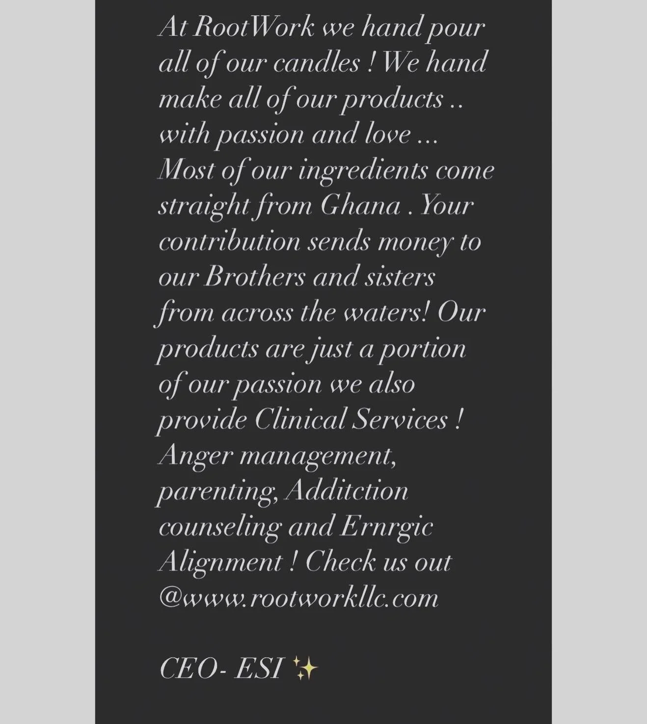 Sincerely .. The Rootworkllc Team ....... I&rsquo;ve spent years helping others make their dreams come true ! It all brought about the death and rebirth of myself ! Everybody and everything you experience either better aligns you with your purpose or