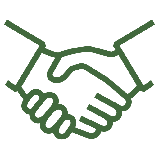 Illustration of two hands shaking in a handshake.