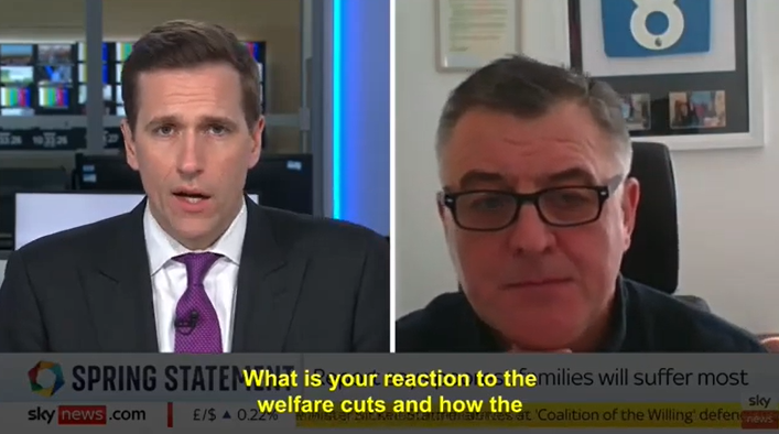 Speaking to Sky News: the impact of welfare cuts on constituents