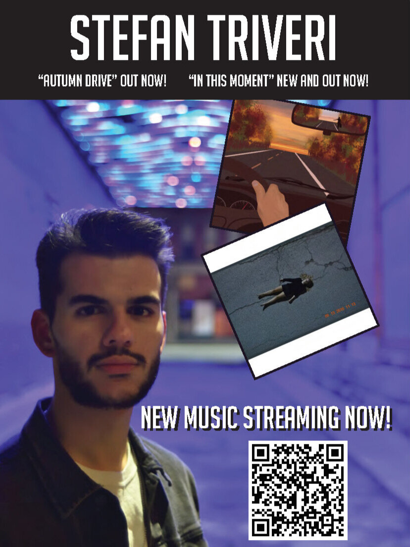 Stefan Triveri "New Music Streaming" marketing, 5"x7" hot card. Photo/Artwork provided by Artist.