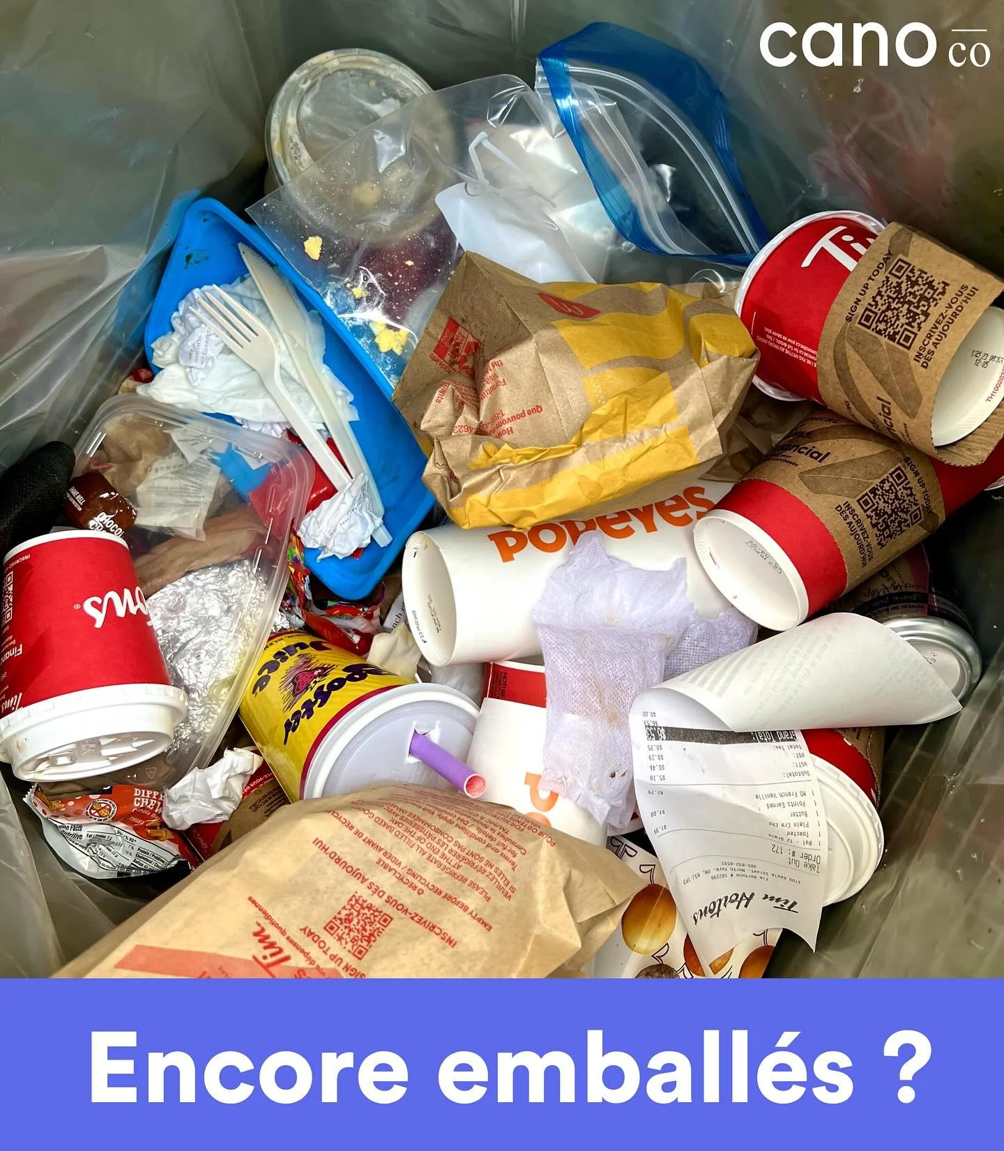 Encore emball&eacute;s?

Votre &eacute;cole, lieu de travail ou caf&eacute; pr&eacute;f&eacute;r&eacute; a des emballages &ldquo;recyclables&rdquo; ou &ldquo;compostables&rdquo; qui finissent dans la poubelle ? 🚫

- Et si les emballages disparaissai