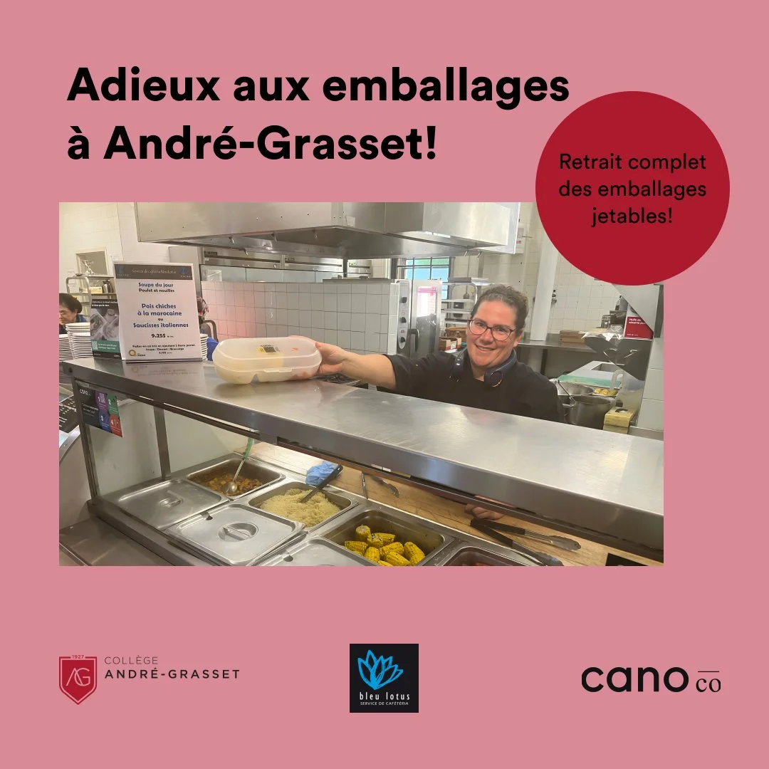 LANCEMENT Z&Eacute;RO D&Eacute;CHET ✌️🎉

En partenariat avec le Service de caf&eacute;t&eacute;ria Bleu Lotus, nous sommes fiers d&rsquo;avoir lanc&eacute; notre syst&egrave;me au @collegeandregrasset!

Il s&rsquo;agissait d&rsquo;un lancement de ha