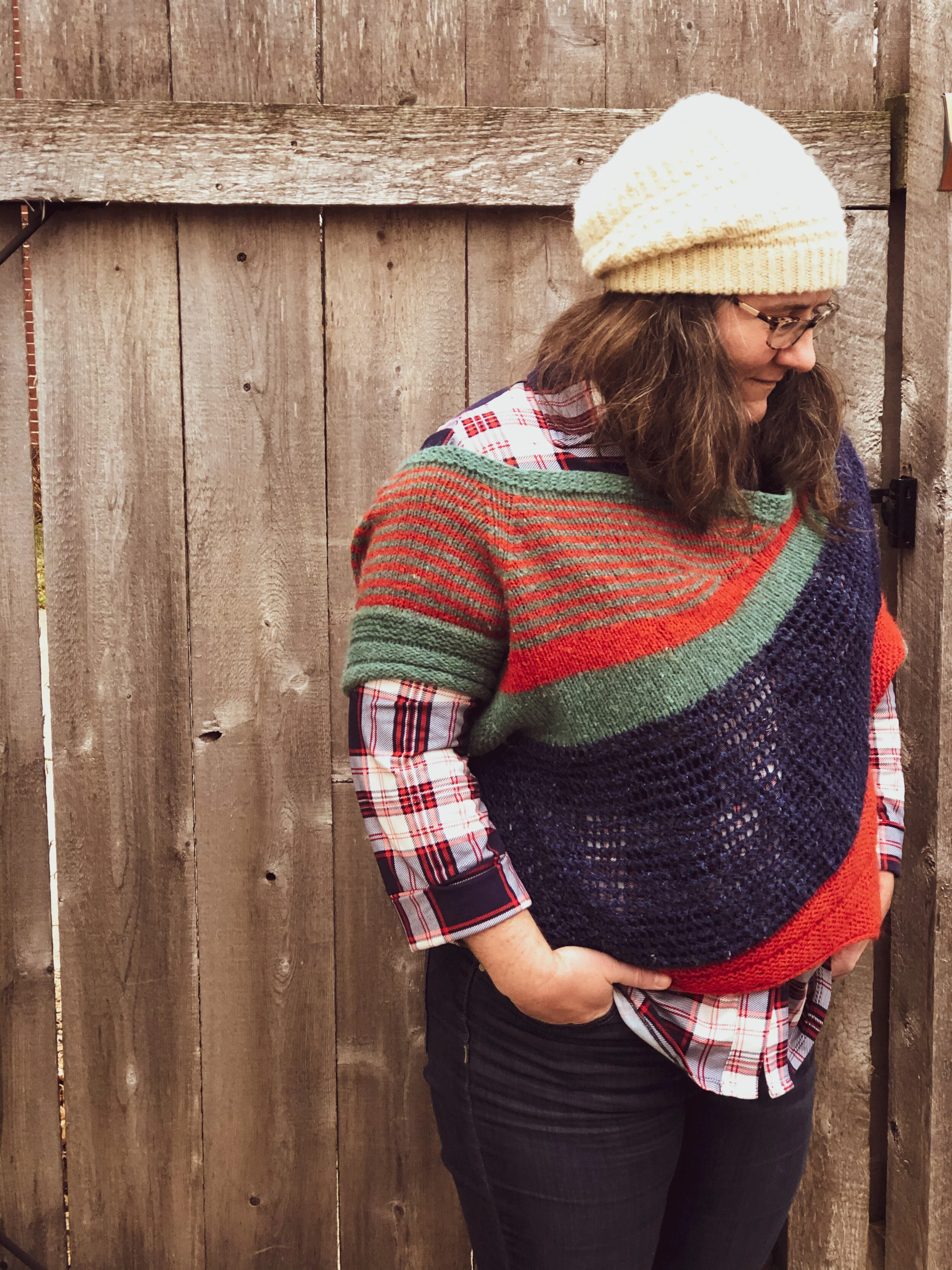   I did not swatch this sweater or plan it in any way, and it defies a lot of ideas of what a “sweater” even is, but I wear it more often than I wear 95 percent of the things I have made.  