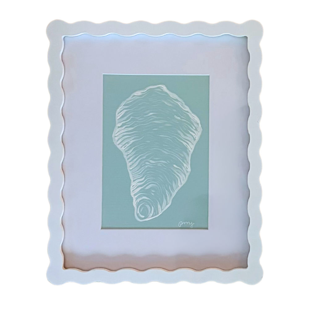 oyster shell - white on seafoam