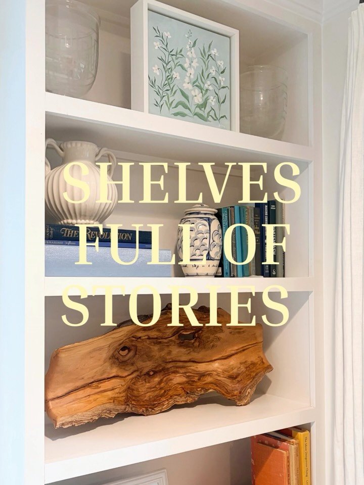 i&rsquo;ve always loved shelves that aren&rsquo;t perfectly coordinated, and instead tell you something about the people who live there.

almost everything on these shelves was collected at a different time, from a different place, and for a differen