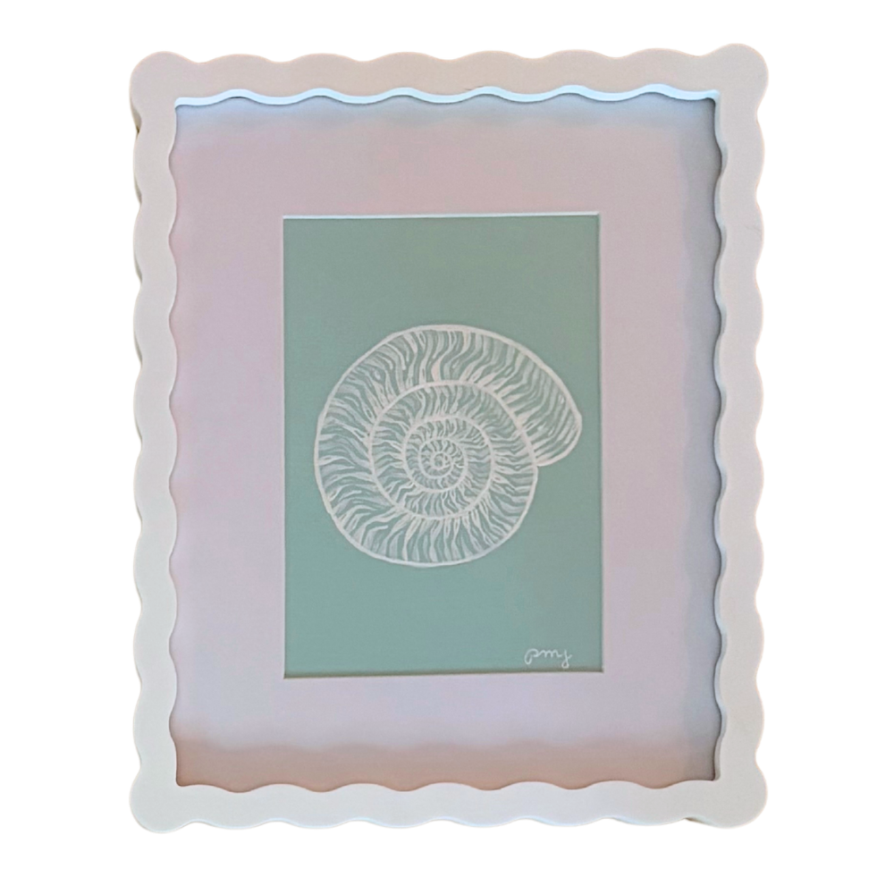 nautilus shell - white on seafoam