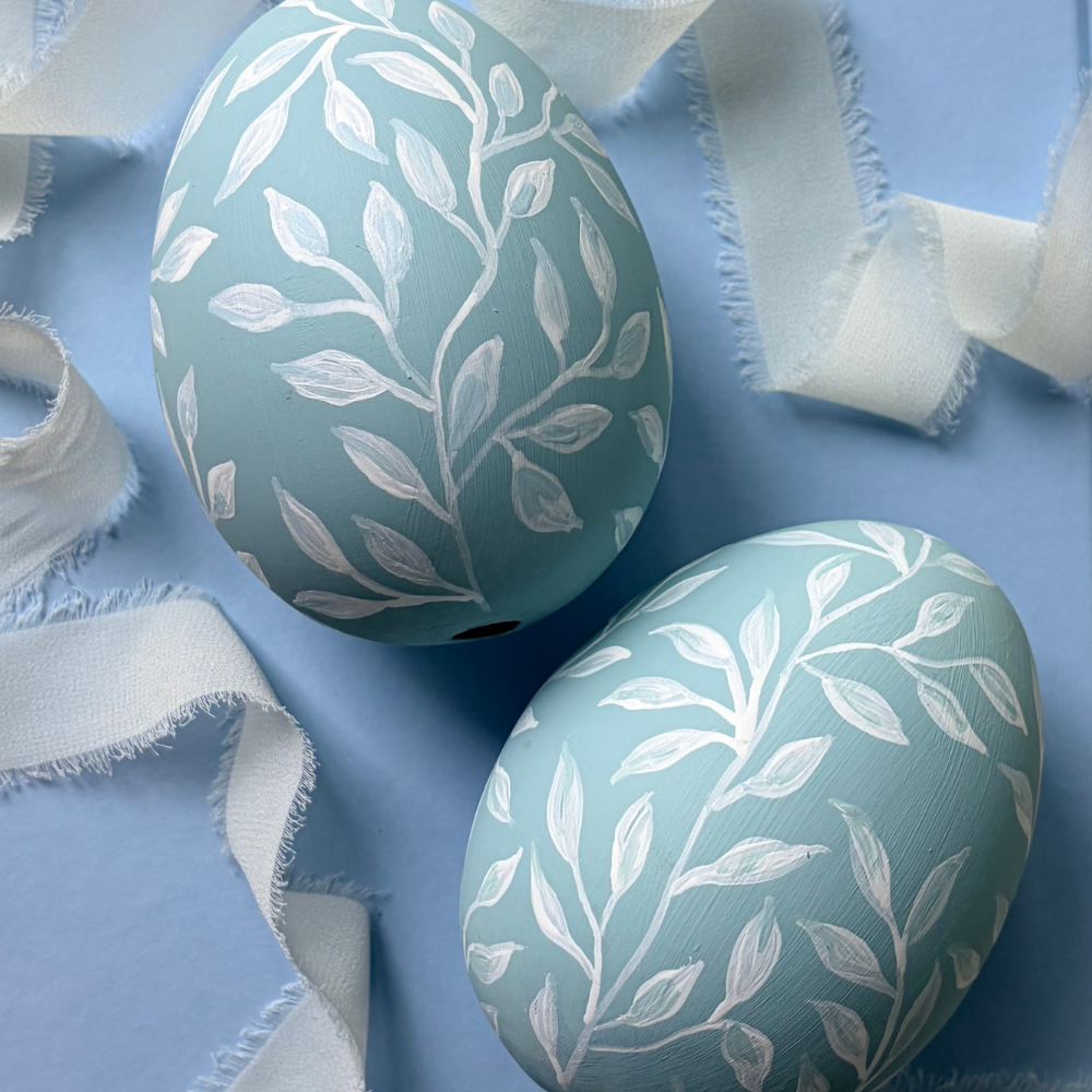 white on blue vine easter egg