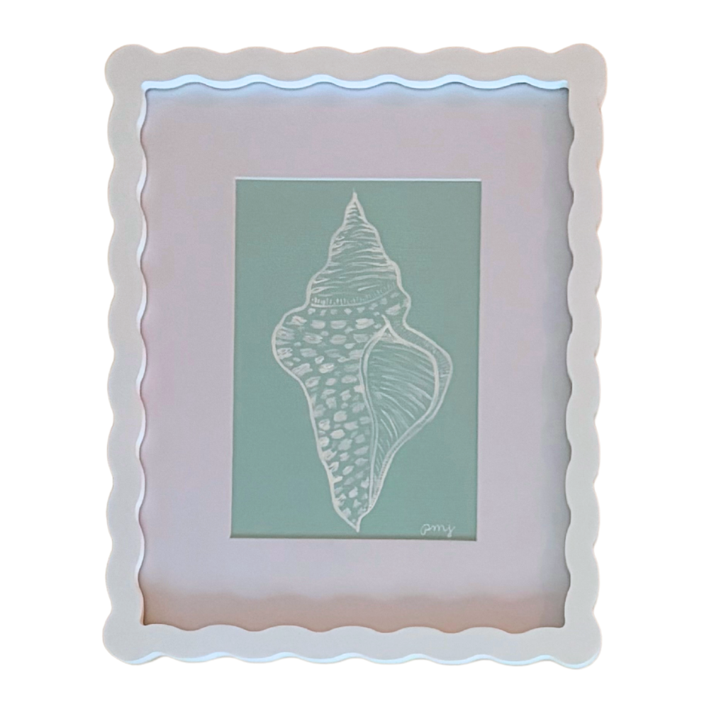 conch shell - white on seafoam