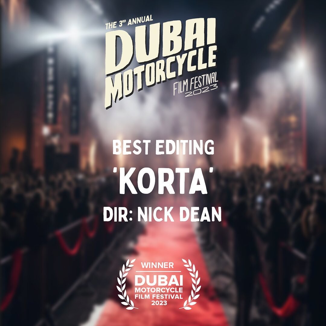 And the award for &lsquo;Best Editing&rsquo; DMFF 2023 goes to &lsquo;Korta&rsquo; edited and directed by Nick Dean. 🥇👏🏼

Huge thanks to all the film makers who entered DMFF 2023. 🎬🤙🏼

#motorcycle #filmfestival #awards #redcarpet #filmpremiere 