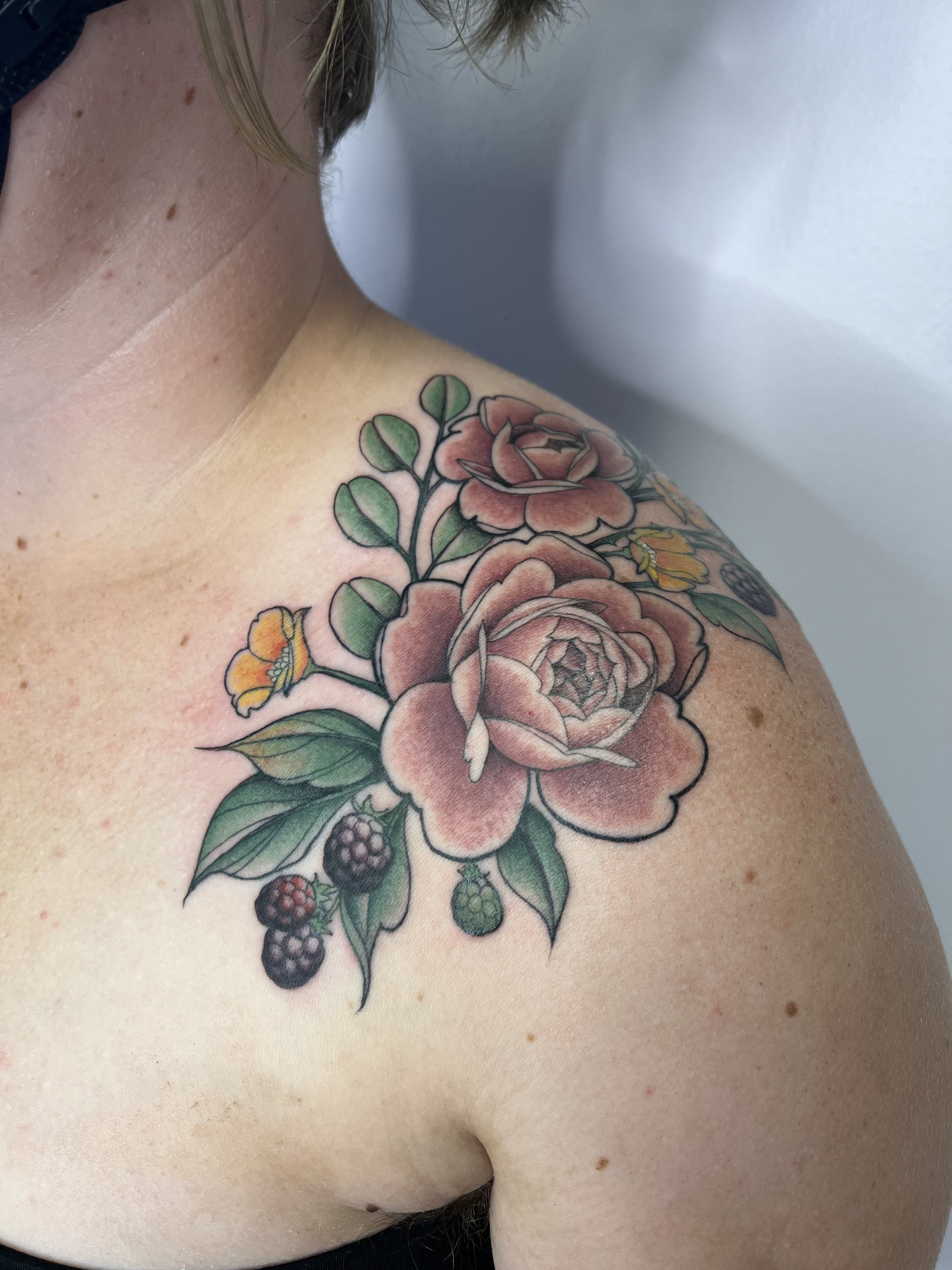 The Tattoo Shoppe - Rose shoulder cap done by Greg Dorman! Thanks for  looking!! | Facebook
