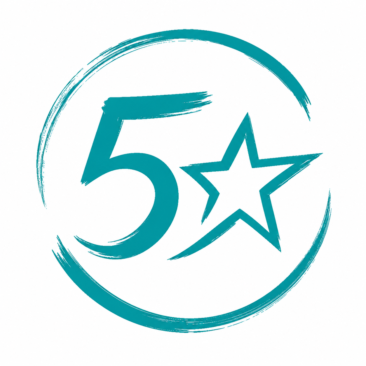 Icon of a thumbs-up hand surrounded by six stars, indicating quality or approval.