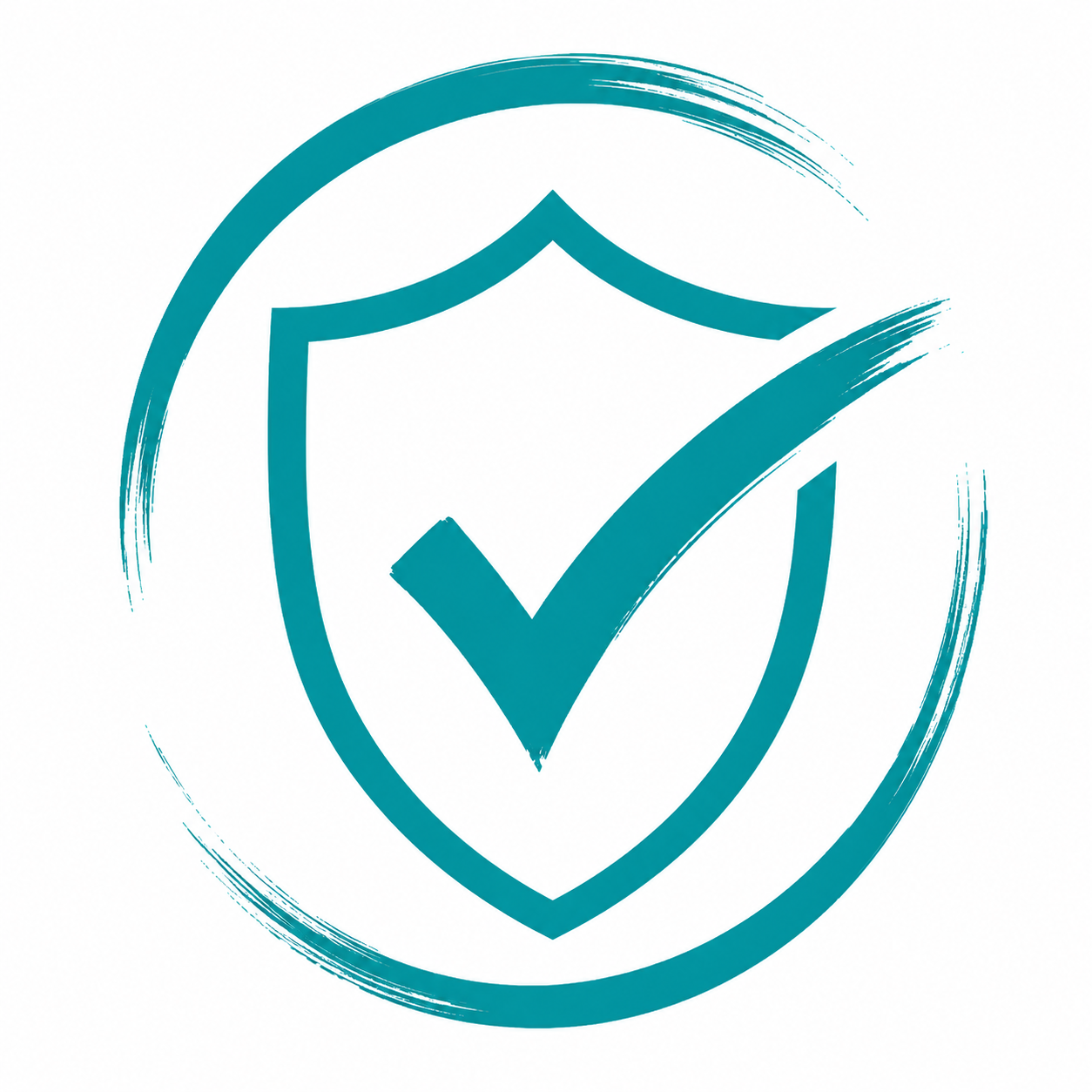 Outline of a shield with a checkmark in the center, symbolizing security or protection.